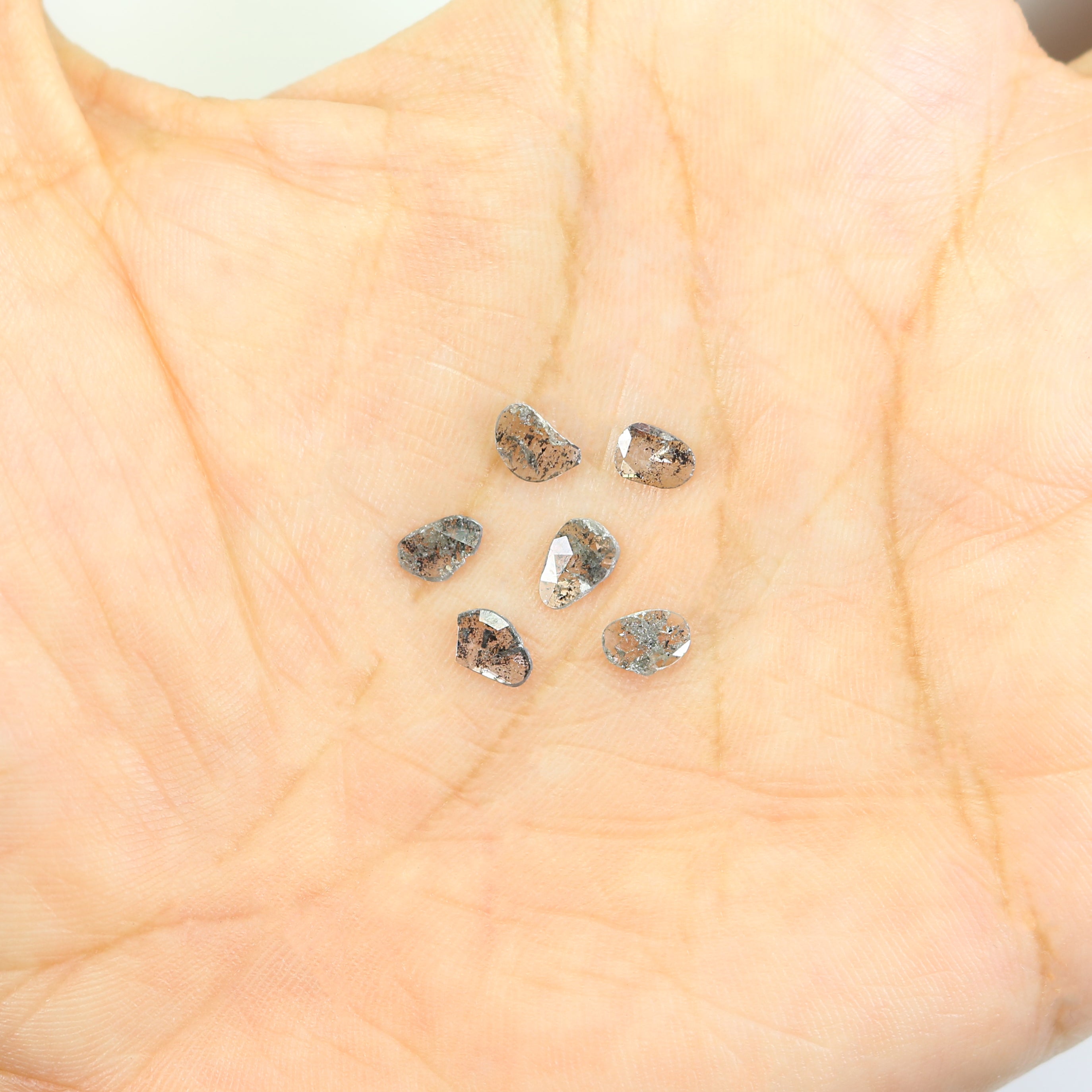 0.99 CT Natural Loose Slice Shape Diamond Salt And Pepper Slice Cut Diamond 5.70 MM Natural Black Grey Diamond Irregular Cut Diamond L3470