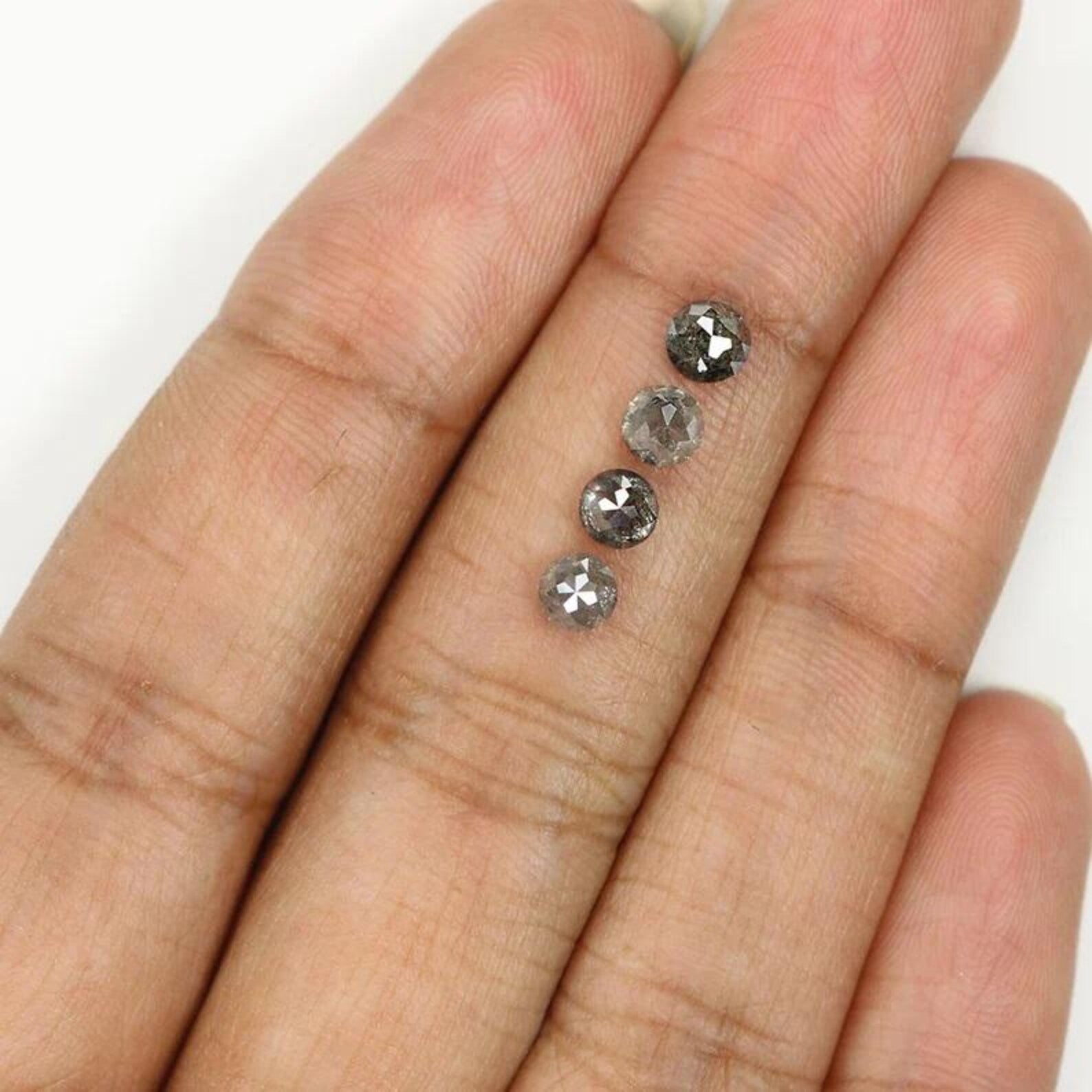 1.35 CT Natural Loose Round Shape Diamond Salt And Pepper Round Diamond 3.70 MM Natural Loose Black Grey Color Round Rose Cut Diamond NQ7562