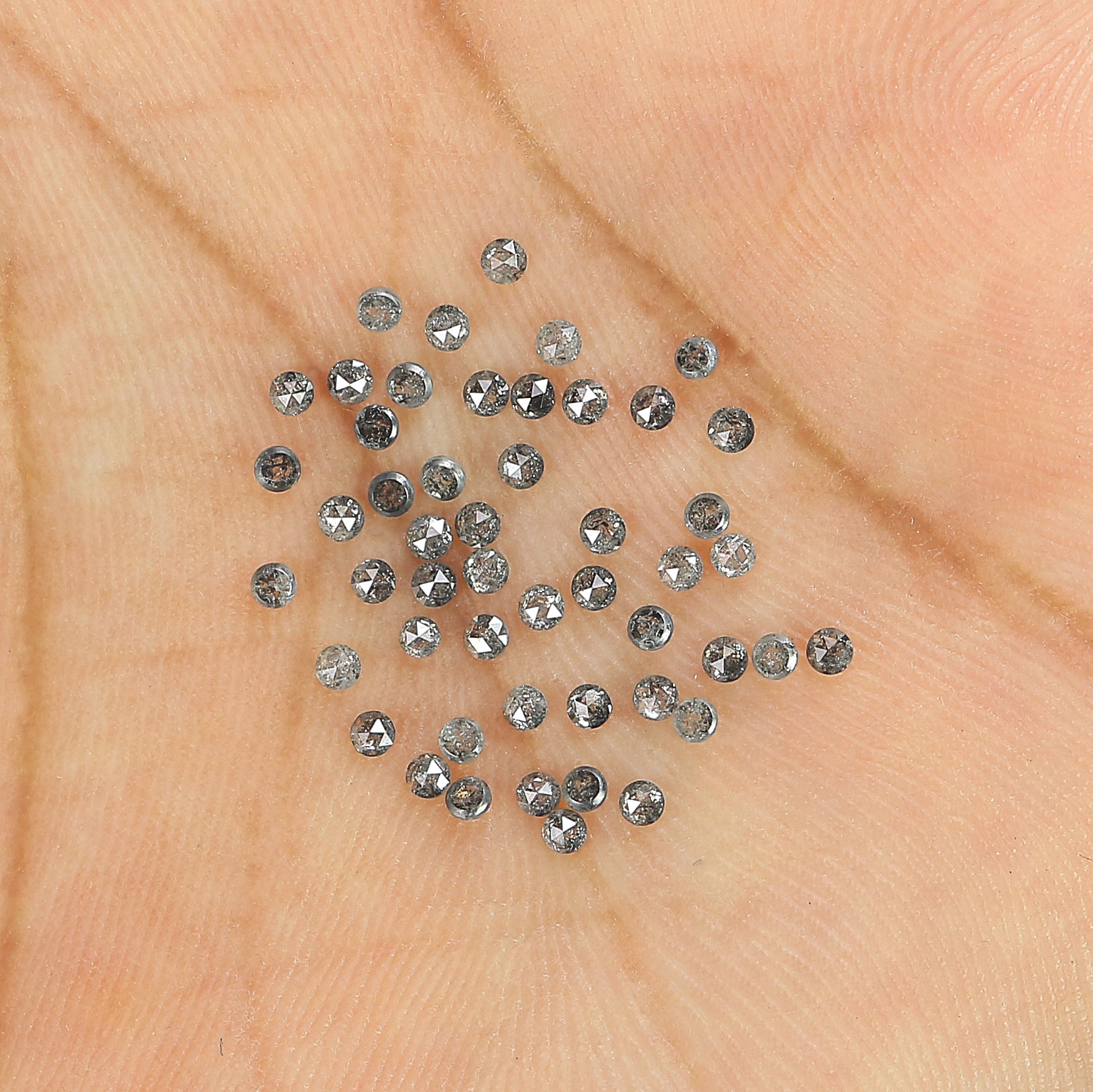 1.09 Ct Natural Loose Round Rose Cut Diamond Salt And Pepper Round Diamond 1.60 MM Natural Black Grey Color Round Rose Cut Diamond LQ1820