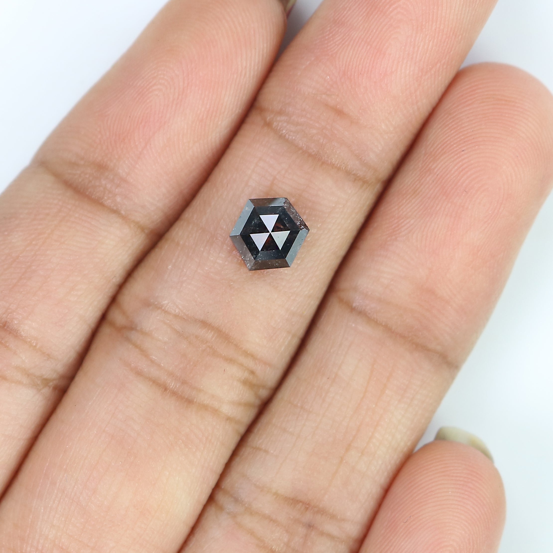 1.09 Ct Natural Loose Hexagon Shape Diamond Salt And Pepper Diamond 6.60 MM Natural Diamond Black Grey Color Hexagon Cut Diamond LQ3037