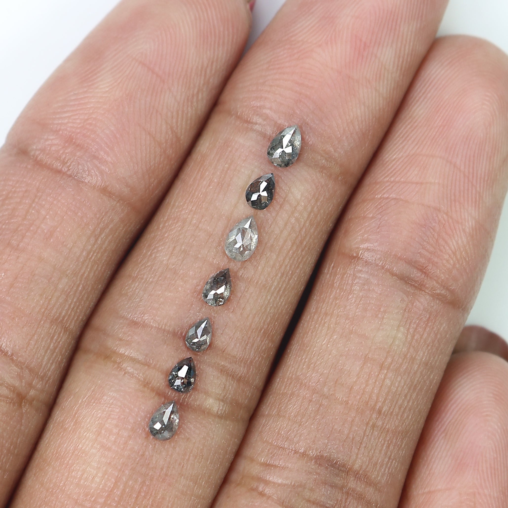 0.73 CT Natural Loose Pear Shape Diamond Salt And Pepper Pear Diamond 4.05 MM Natural Loose Black Grey Color Pear Rose Cut Diamond LQ2906