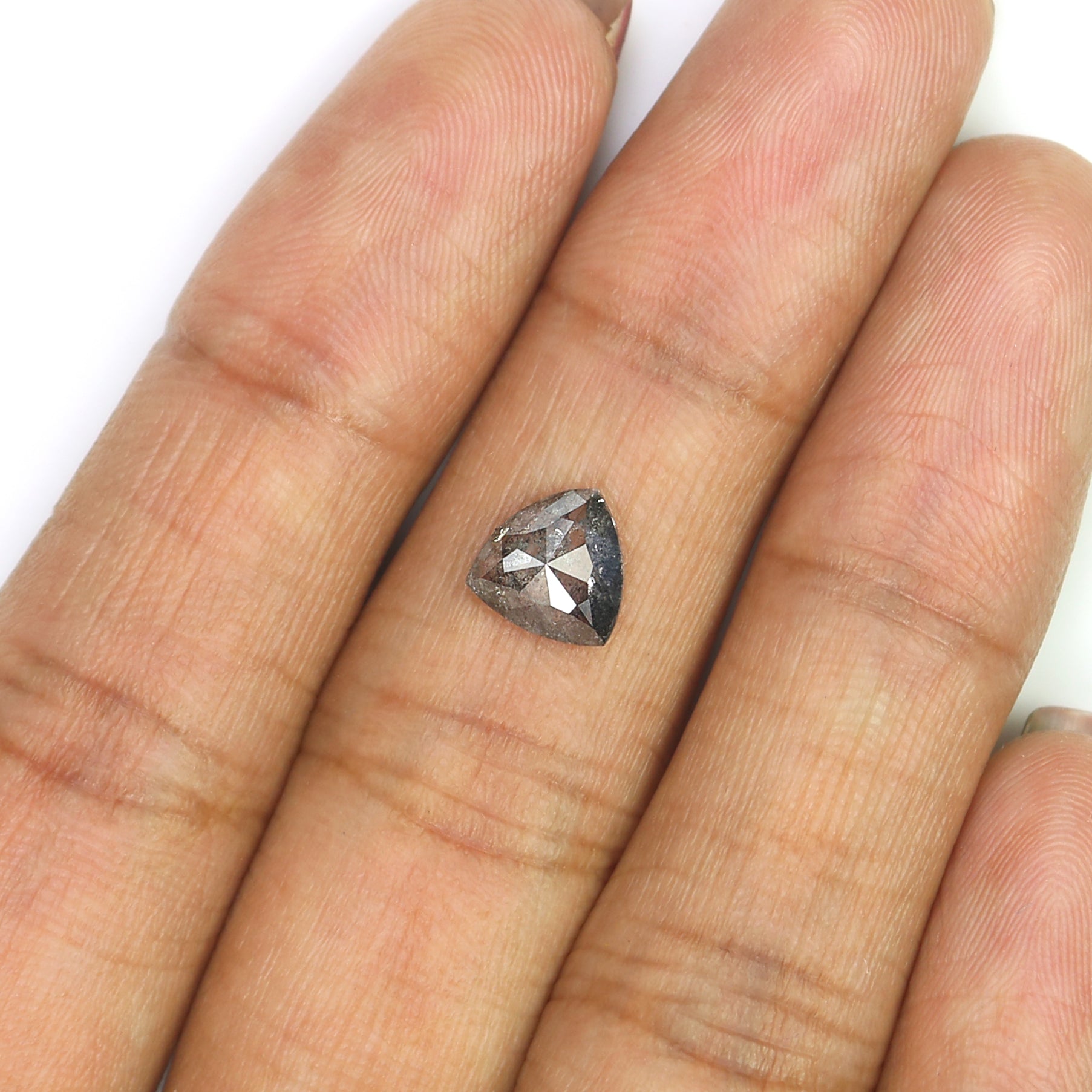 1.12 CT Natural Loose Triangle Shape Diamond Salt And Pepper Triangle Cut Diamond 7.30 MM Natural Black Grey Color Triangle Diamond L3614