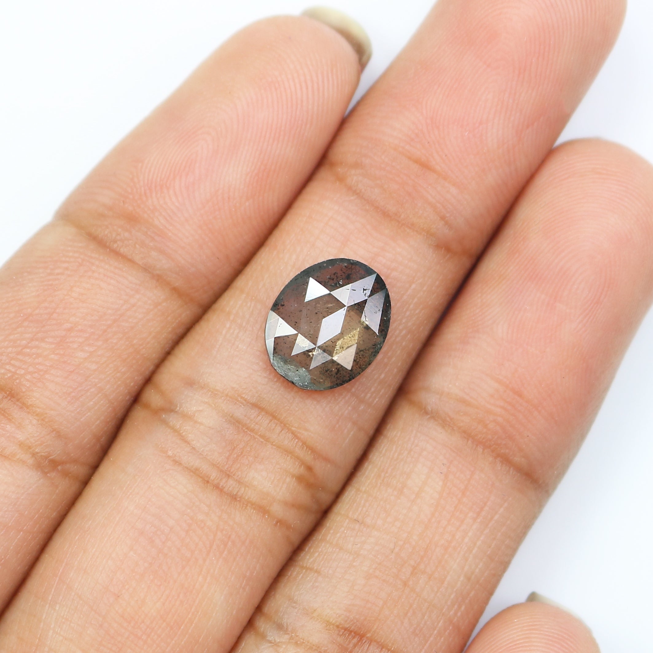 1.52 Ct Natural Loose Oval Shape Diamond Salt And Pepper Oval Diamond 9.70 MM Natural Diamond Black Grey Color Oval Rose Cut Diamond LQ2939