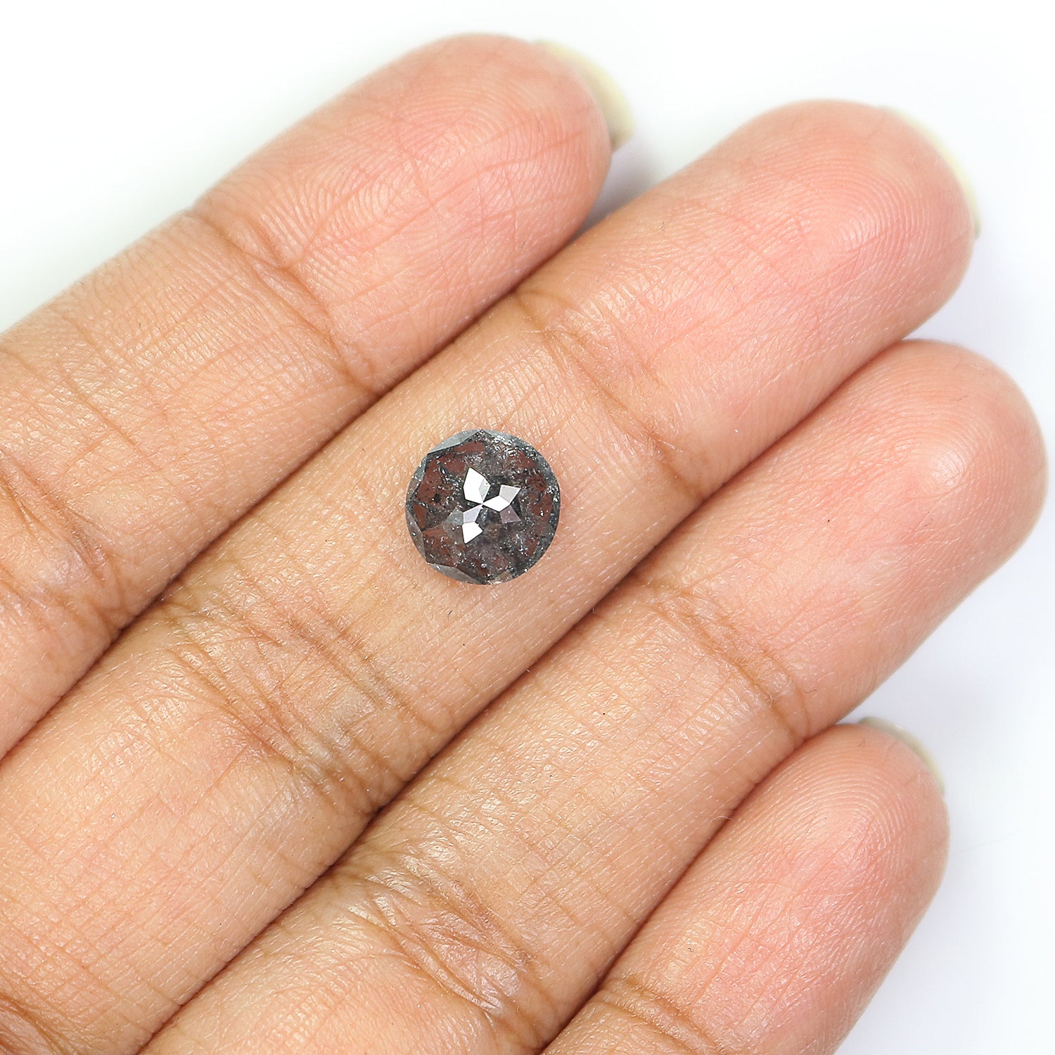 1.60 Ct Natural Loose  Round Rose Cut Diamond Black Gray Color Diamond 8.05 MM Natural Loose Salt and Pepper Diamond Rose Cut Diamond LQ519