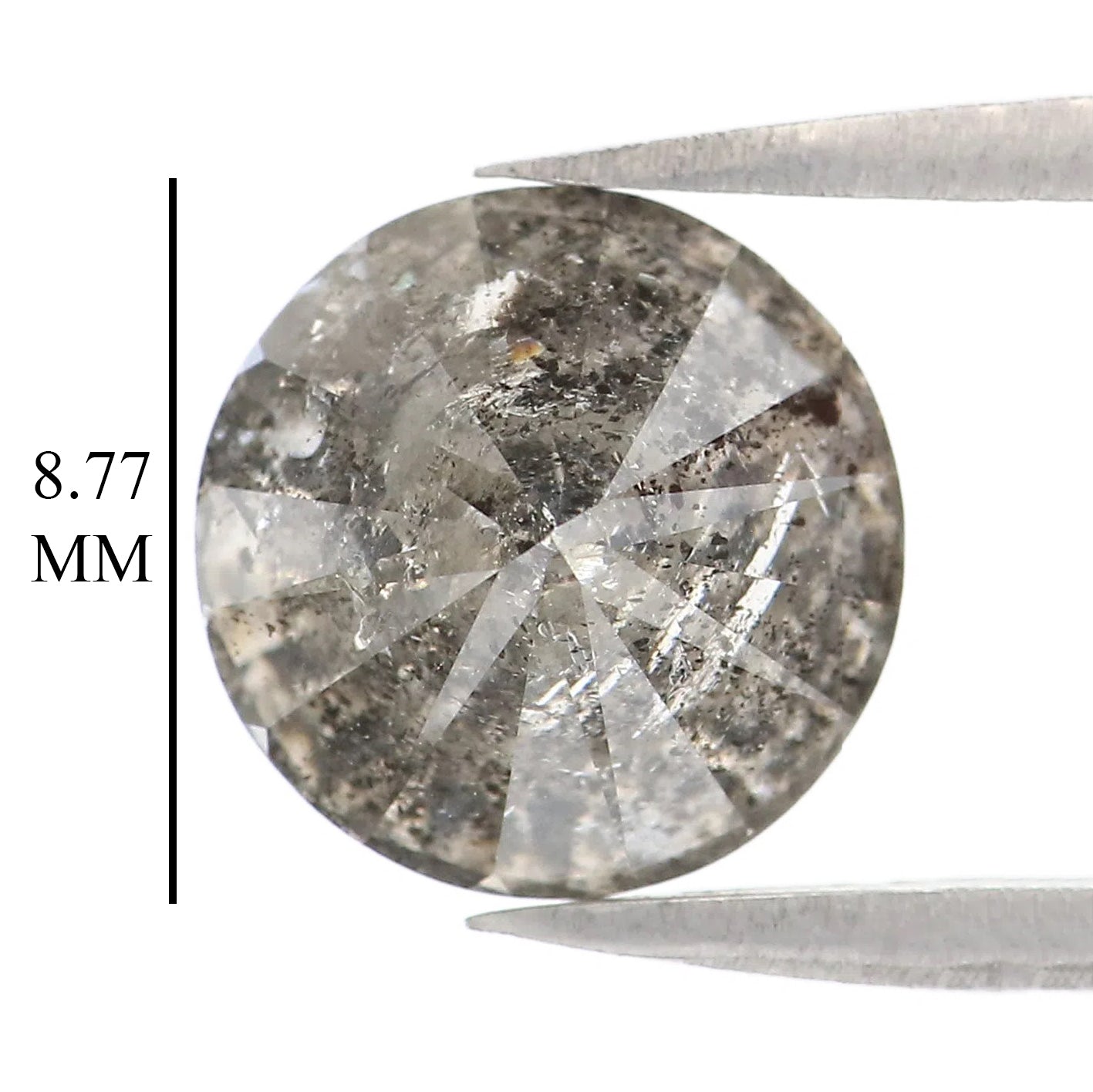 Natural Round Salt and Pepper Diamond 3.37 CT Loose Brilliant Cut Black Grey Stone 8.75 MM Rustic Diamond For Custom Engagement Ring QL2303