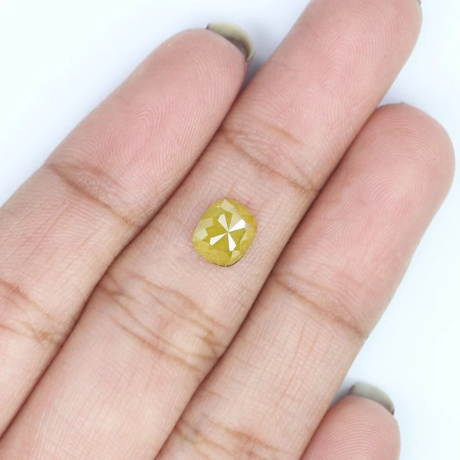 0.79 Ct Natural Loose Cushion Shape Diamond Yellow Color Cushion Cut Diamond 6.80 MM Natural Yellow Color Cushion Rose Cut Diamond NQ1747