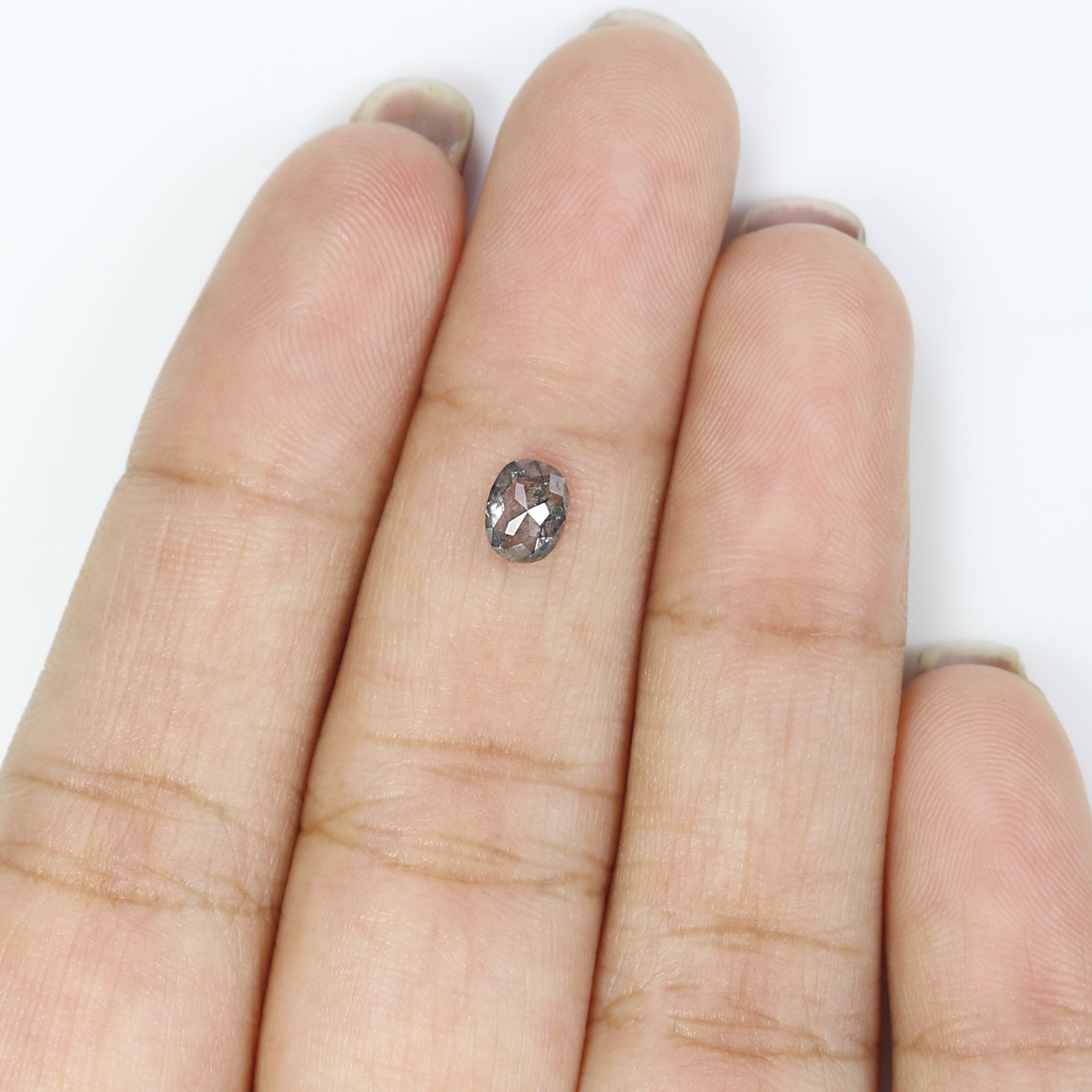 0.55 Ct Natural Loose Oval Shape Diamond Salt And Pepper Oval Diamond 5.45 MM Natural Diamond Black Grey Color Oval Rose Cut Diamond LQ2341