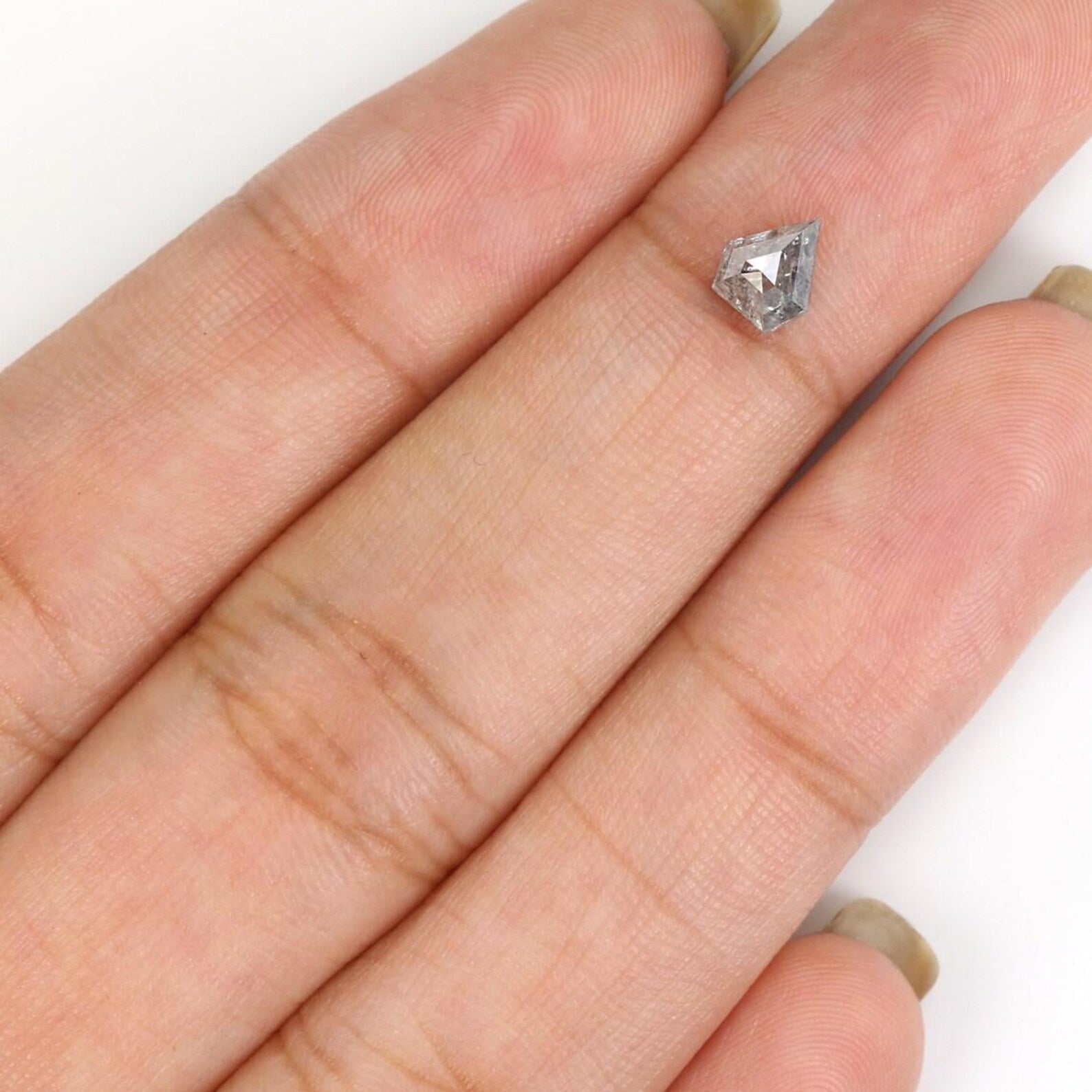 0.64 CT Natural Loose Shield Shape Diamond Salt And Pepper Shield Diamond 5.80 MM Natural Black Gray Color Shield Rose Cut Diamond NQ1672