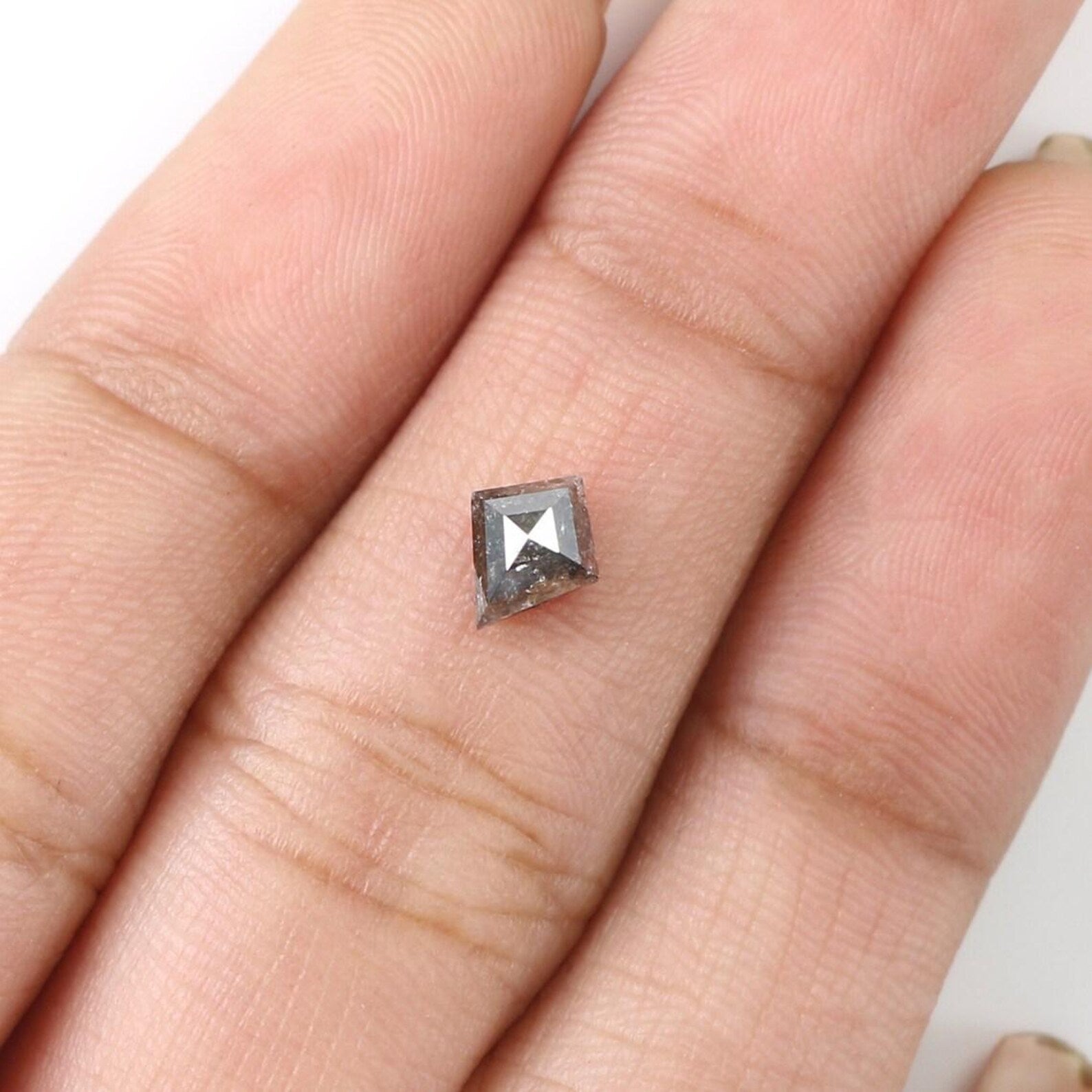 0.57 CT Natural Loose Kite Shape Diamond Salt And Pepper Kite Diamond 6.30 MM Natural Loose Black Grey Color Kite Rose Cut Diamond NQ1935
