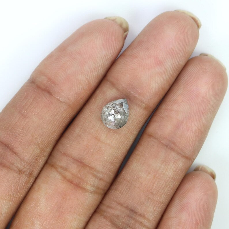 1.36 Ct Natural Loose Pear Shape Diamond Grey Color Pear Cut Diamond 8.00 MM Natural Loose Diamond Grey Pear Shape Rose Cut Diamond QN9219