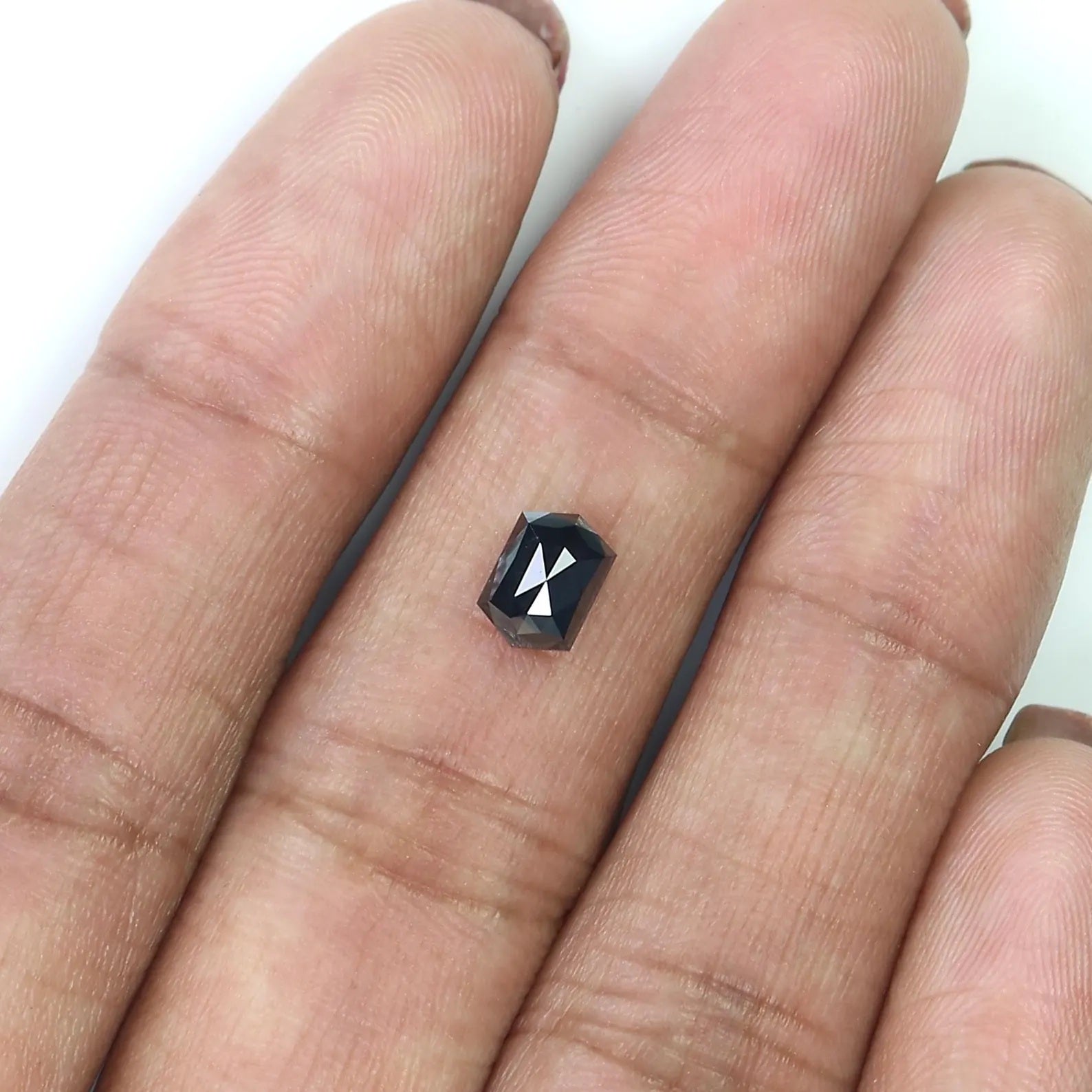 0.88 CT Natural Loose Hexagon Shape Diamond Black Color Hexagon Cut Diamond 6.25 MM Natural Diamond Black Hexagon Rose Cut Diamond QN520
