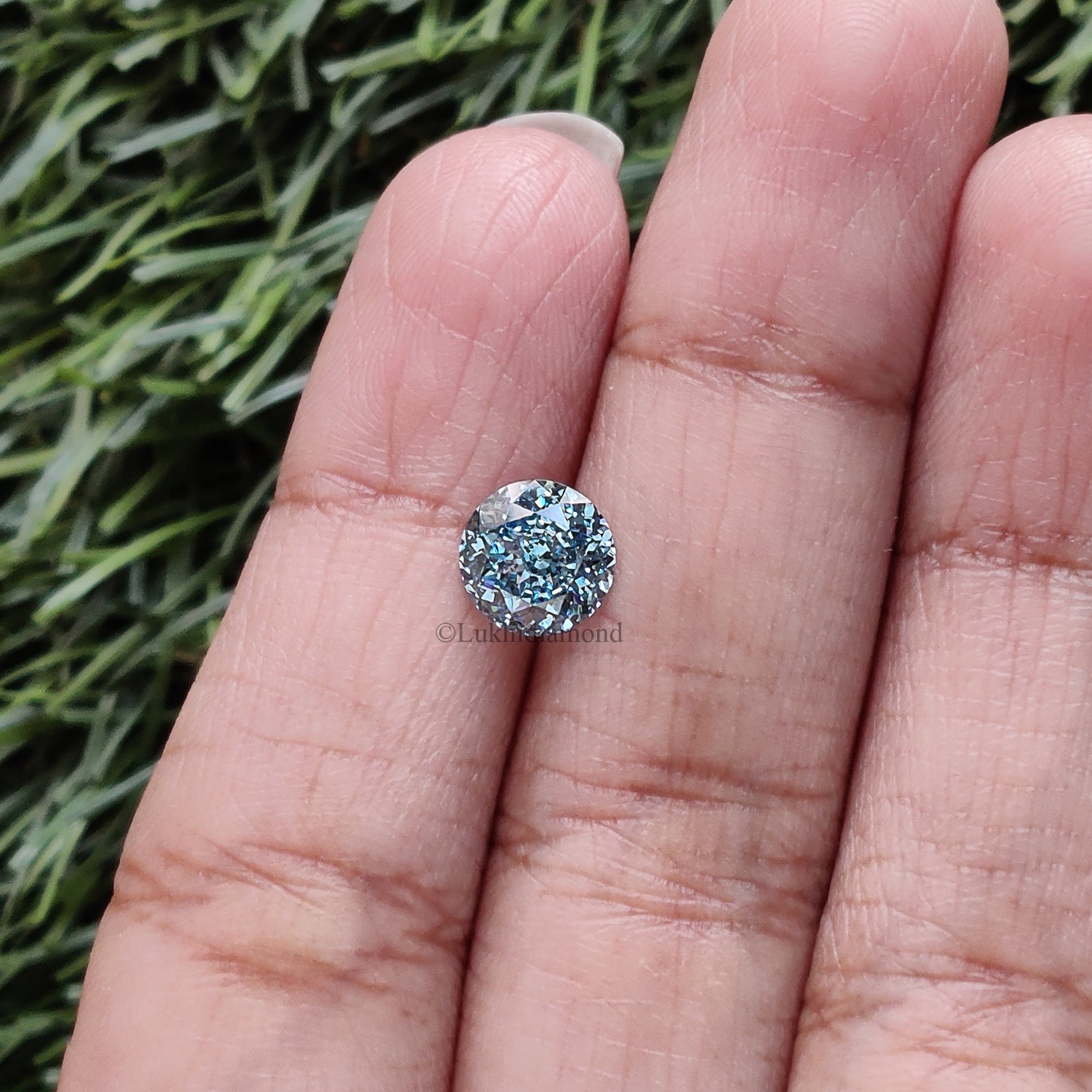 1.39 CT IGI Certified Round Portuguese Cut Diamond Fancy Vivid Blue Color VS1 Clarity Lab Grown Created Round Mixed Cut CVD Diamond L3290