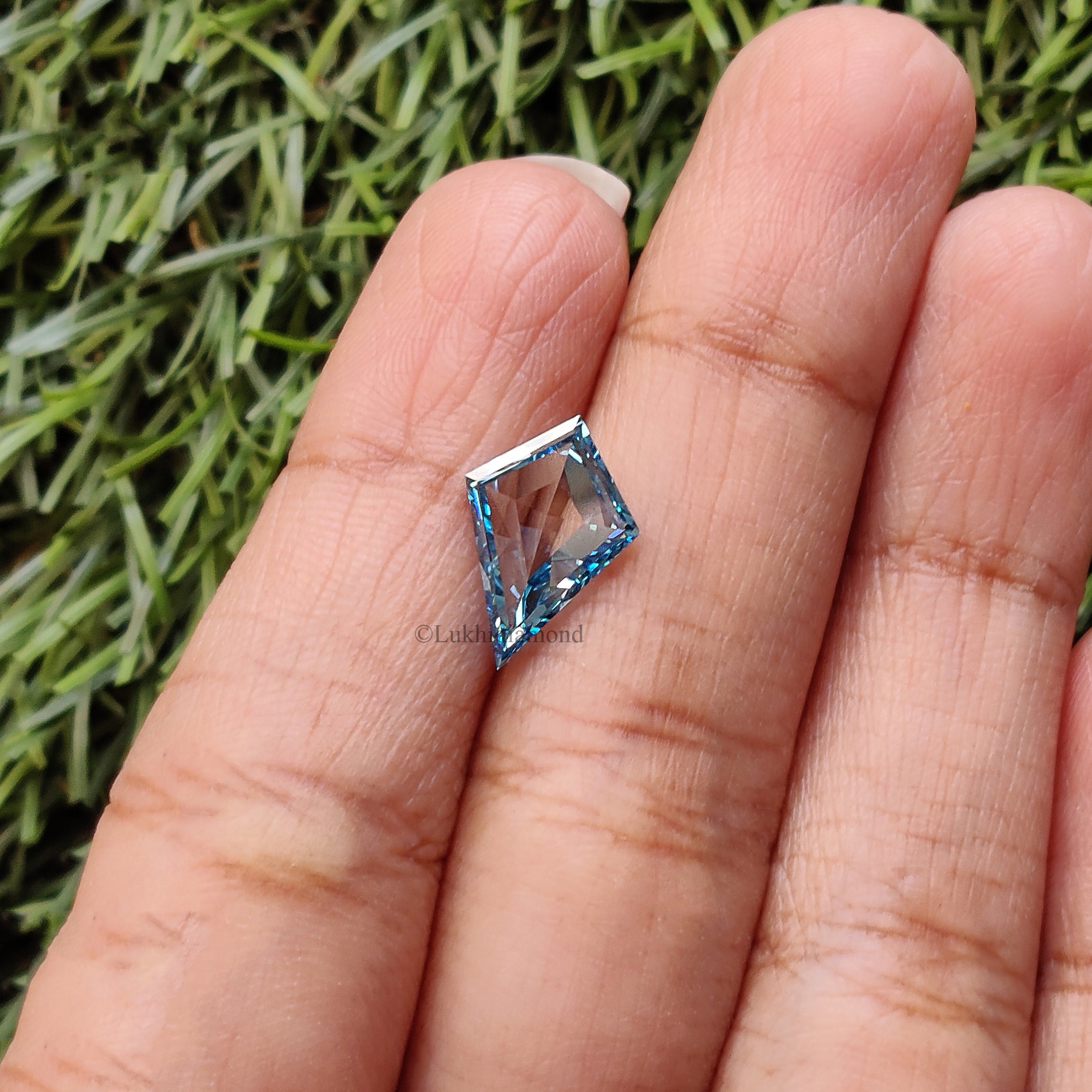 1.91 CT IGI Certified Kite Step Cut Diamond Fancy Intense Blue Color VS2 Clarity Lab Grown Diamond Lab Created Kite Cut CVD Diamond L3284