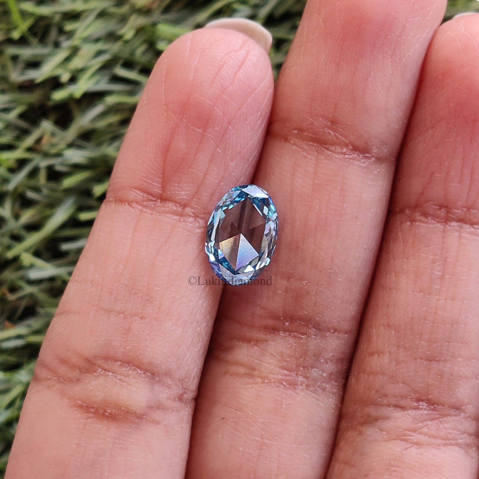 1.70 CT IGI Certified Oval Rose Cut Diamond Fancy Intense Blue Color VS1 Clarity Diamond Lab Grown Diamond Lab Created Oval Diamond L3294