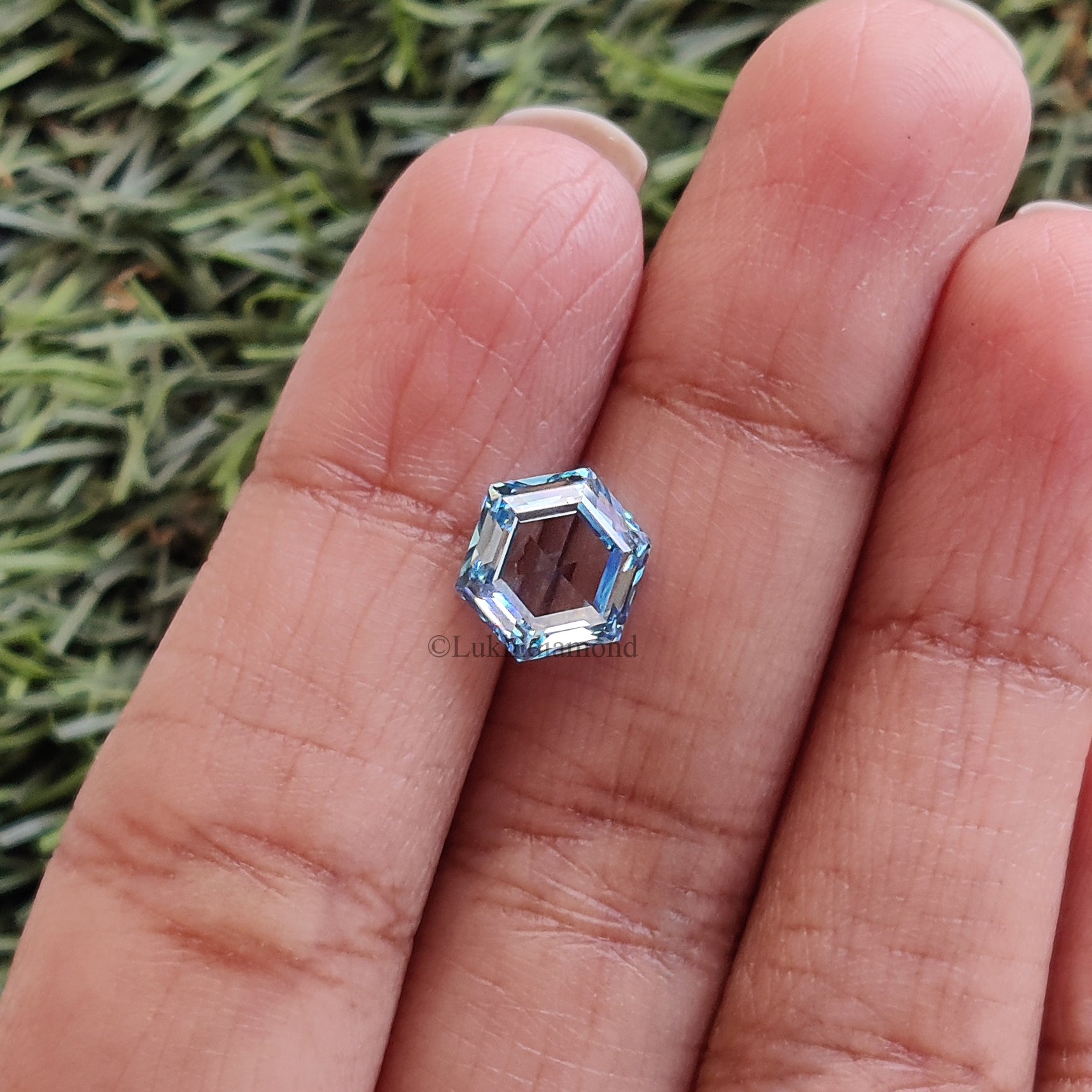 2.82 CT IGI Certified Hexagonal Step Cut Diamond Fancy Intense Blue Color VS2 Clarity Diamond Lab Grown Diamond Lab Created Diamond L3292