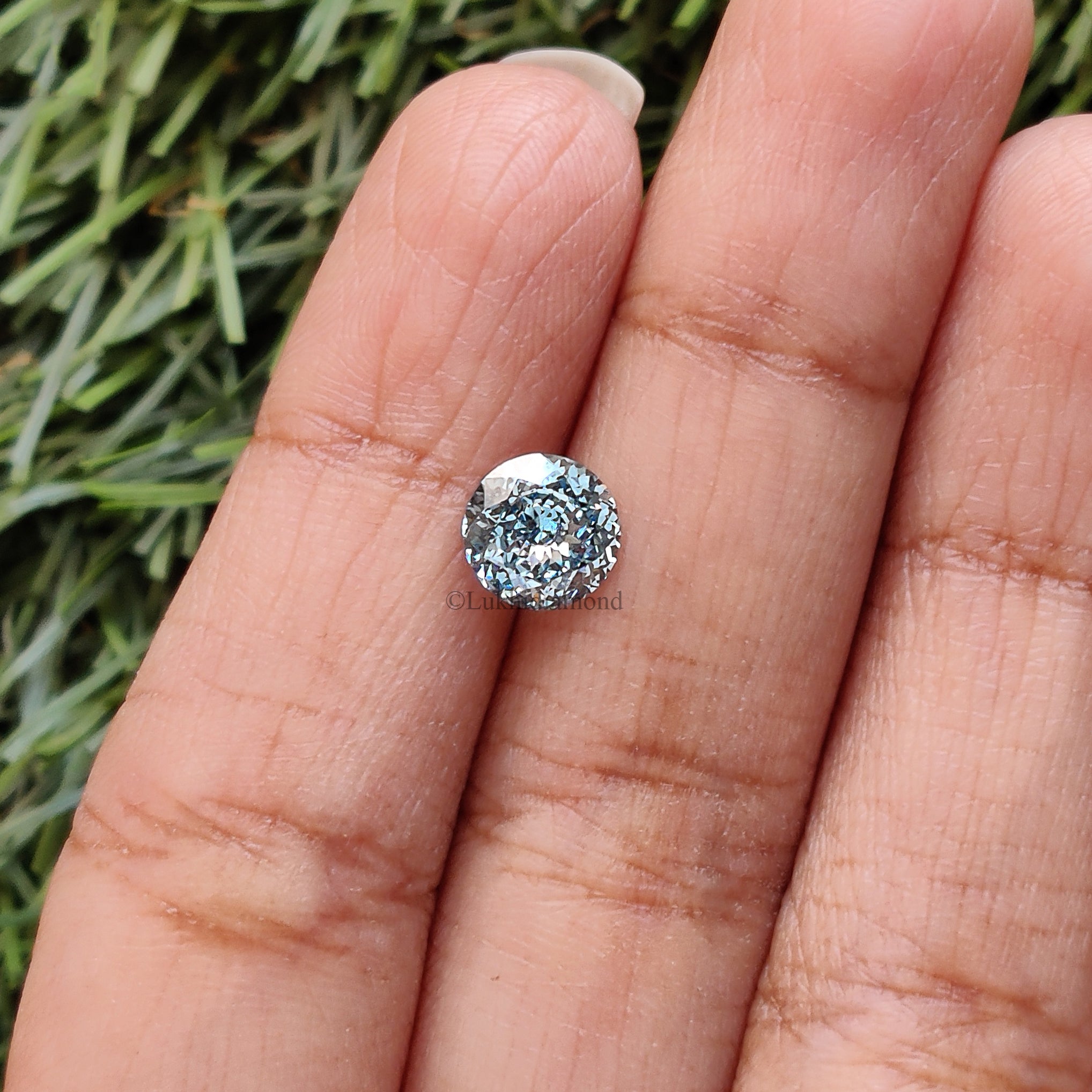 1.30 CT IGI Certified Round Portuguese Cut Diamond Fancy Vivid Blue Color VS1 Clarity Lab Grown Created Round Modified CVD Diamond L3297