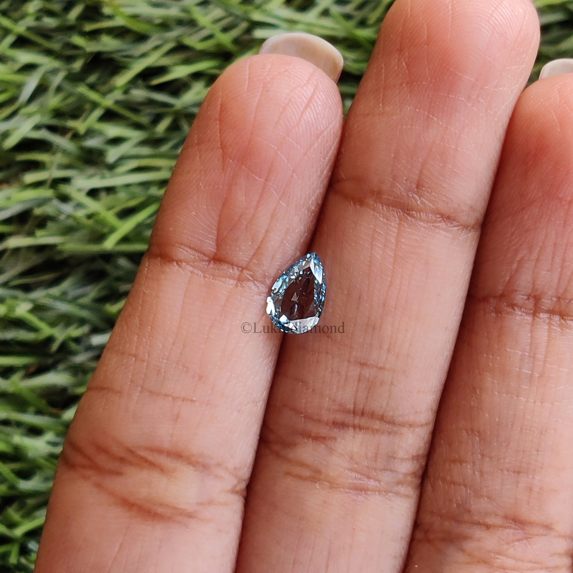 0.70 CT IGI Certified Pear Rose Cut Diamond Fancy Vivid Blue Color VS1 Clarity Diamond Lab Grown Diamond Lab Created Pear Diamond L3309