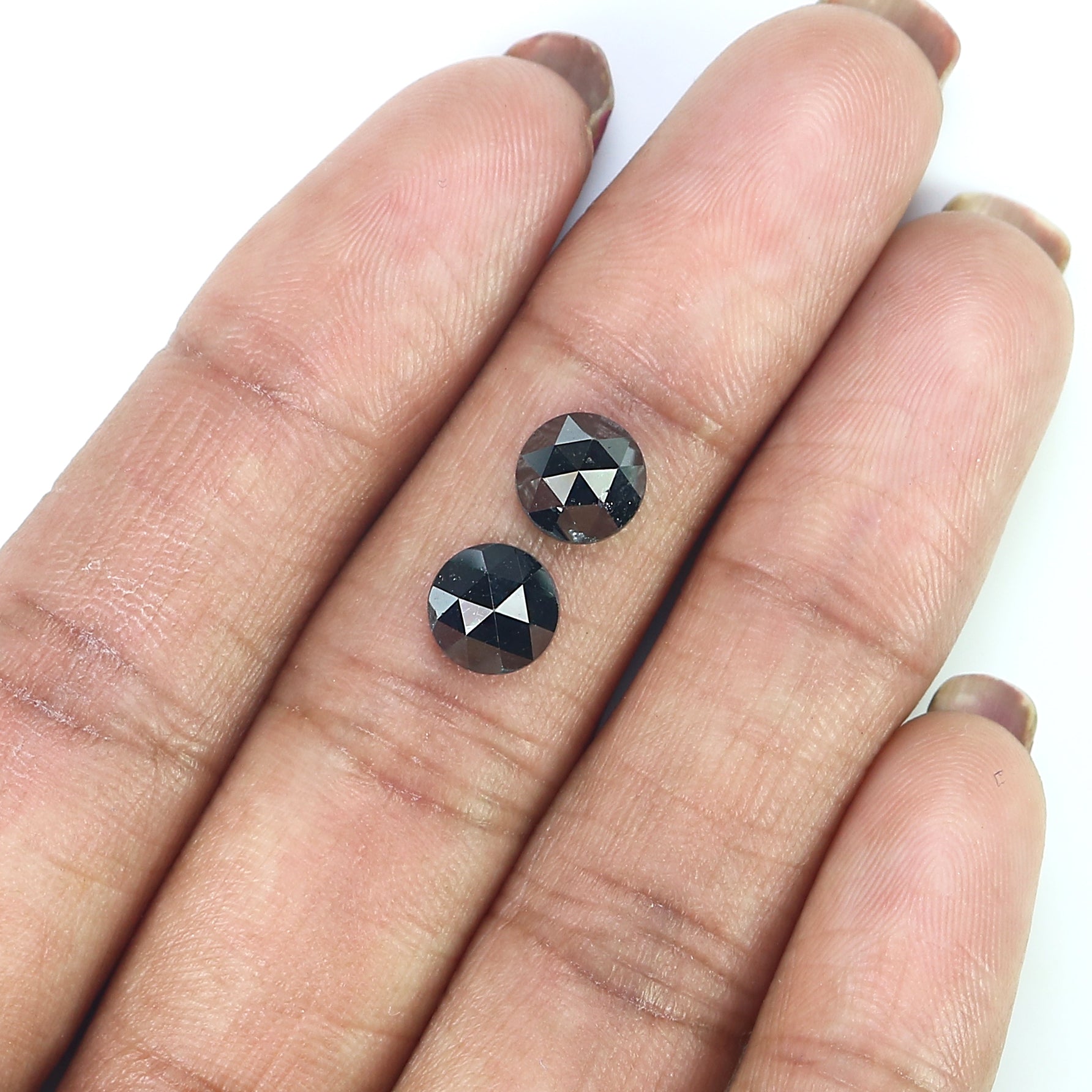 2.79 CT Natural Loose Round Rose Cut Pair Diamond Black Color Round Shape Diamond 6.90 MM Natural Black Color Round Rose Cut Diamond LQ1697
