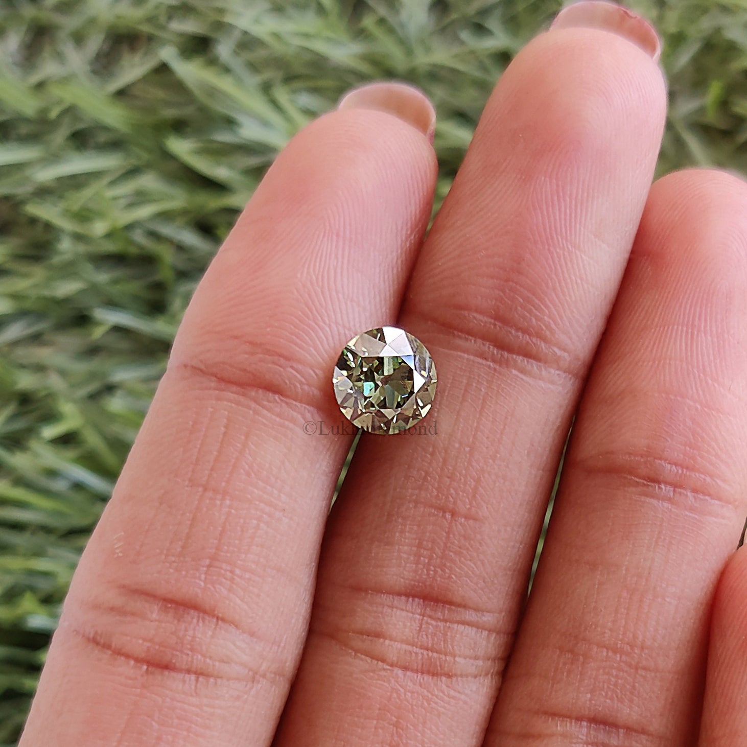 1.71 CT IGI Certified Round Old European Cut Diamond Fancy Vivid Green Color VS1 Clarity Lab Grown Diamond Lab Created Lab Diamond L3581