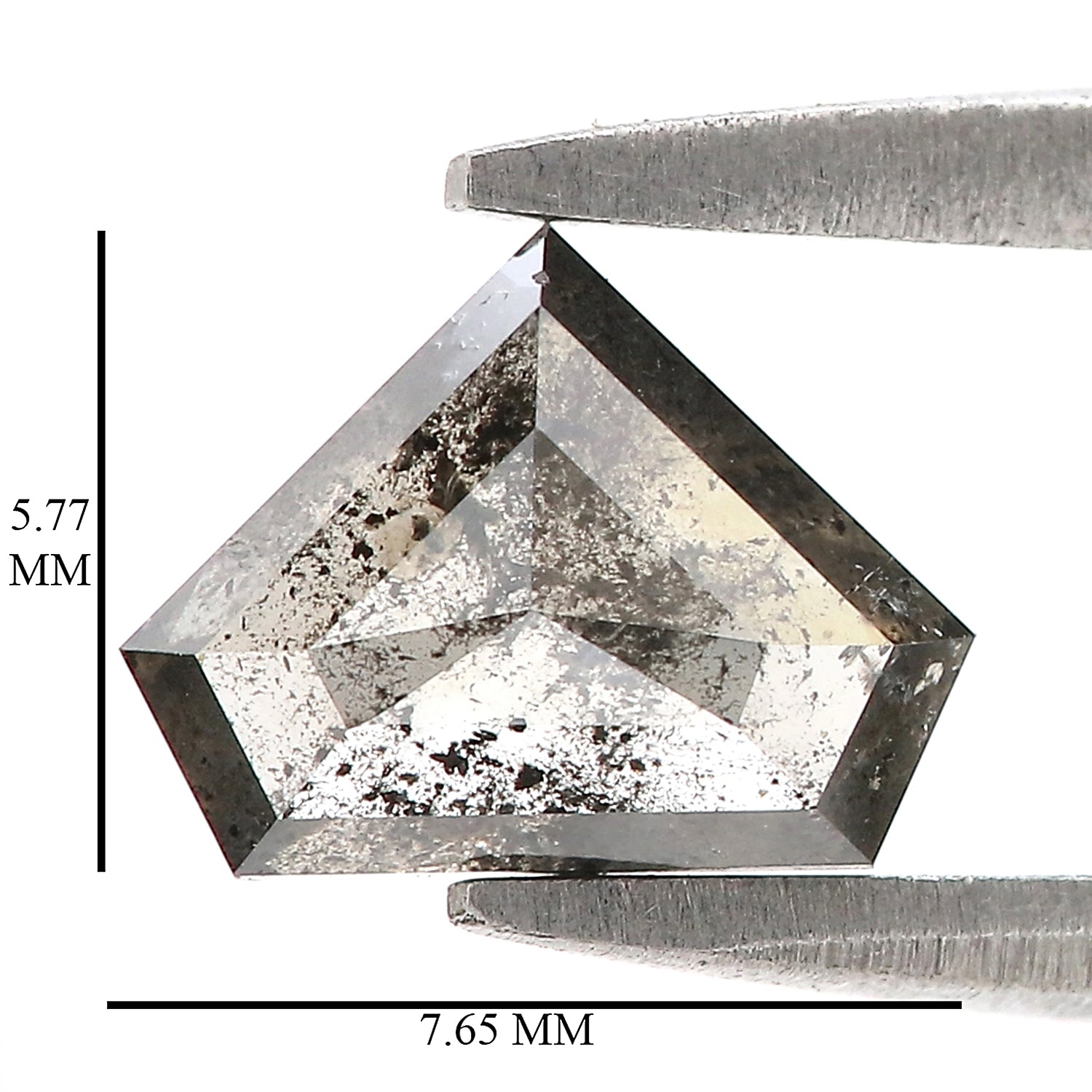 0.89 Ct Natural Loose Shield Shape Diamond Salt And Pepper Shield Cut Diamond 5.75 MM Black Gray Color Shield Shape Rose Cut Diamond QL9565