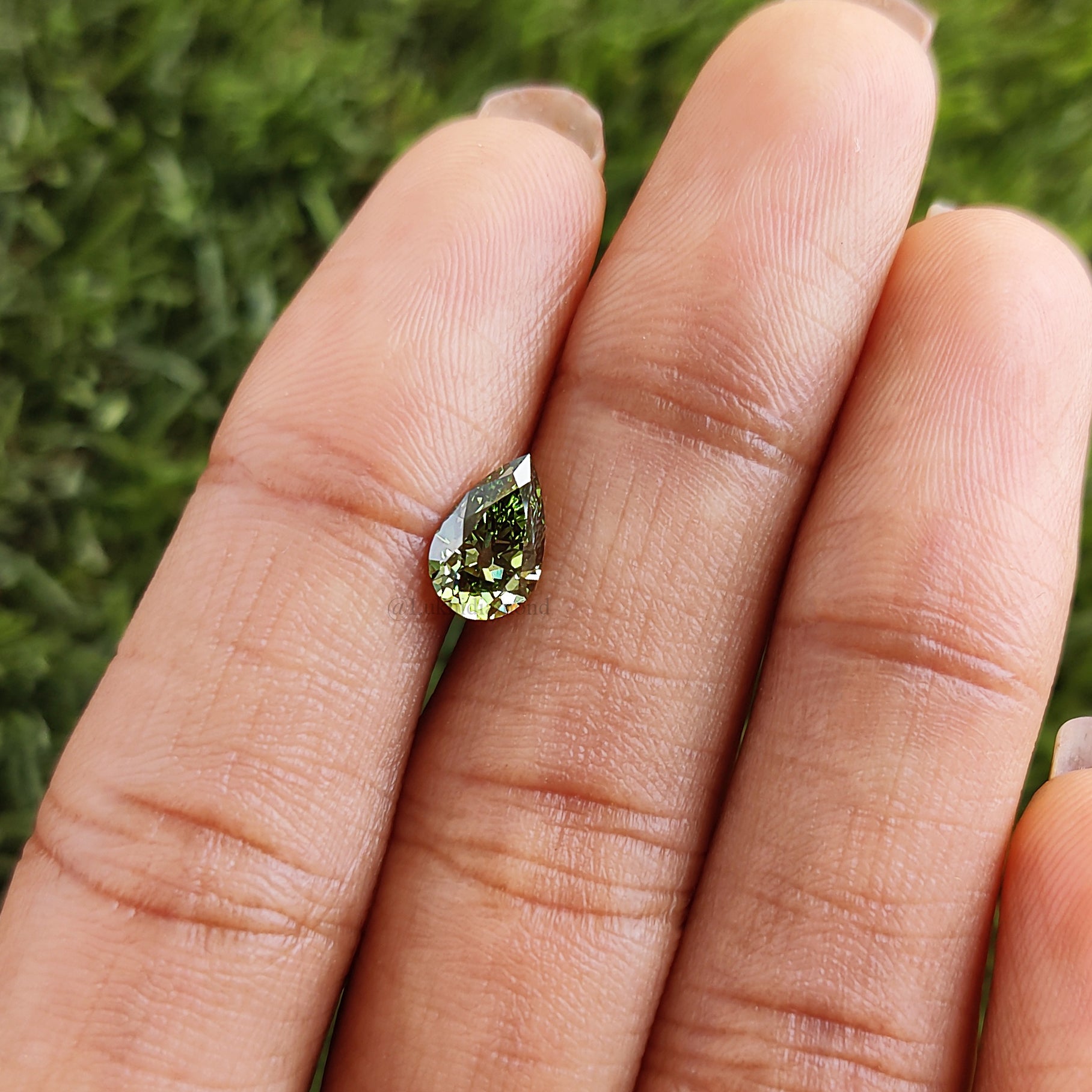 0.97 CT IGI Certified Pear Old European Cut Diamond Fancy Vivid Green Color VS1 Clarity Lab Grown Diamond Lab Created Lab Diamond L3662