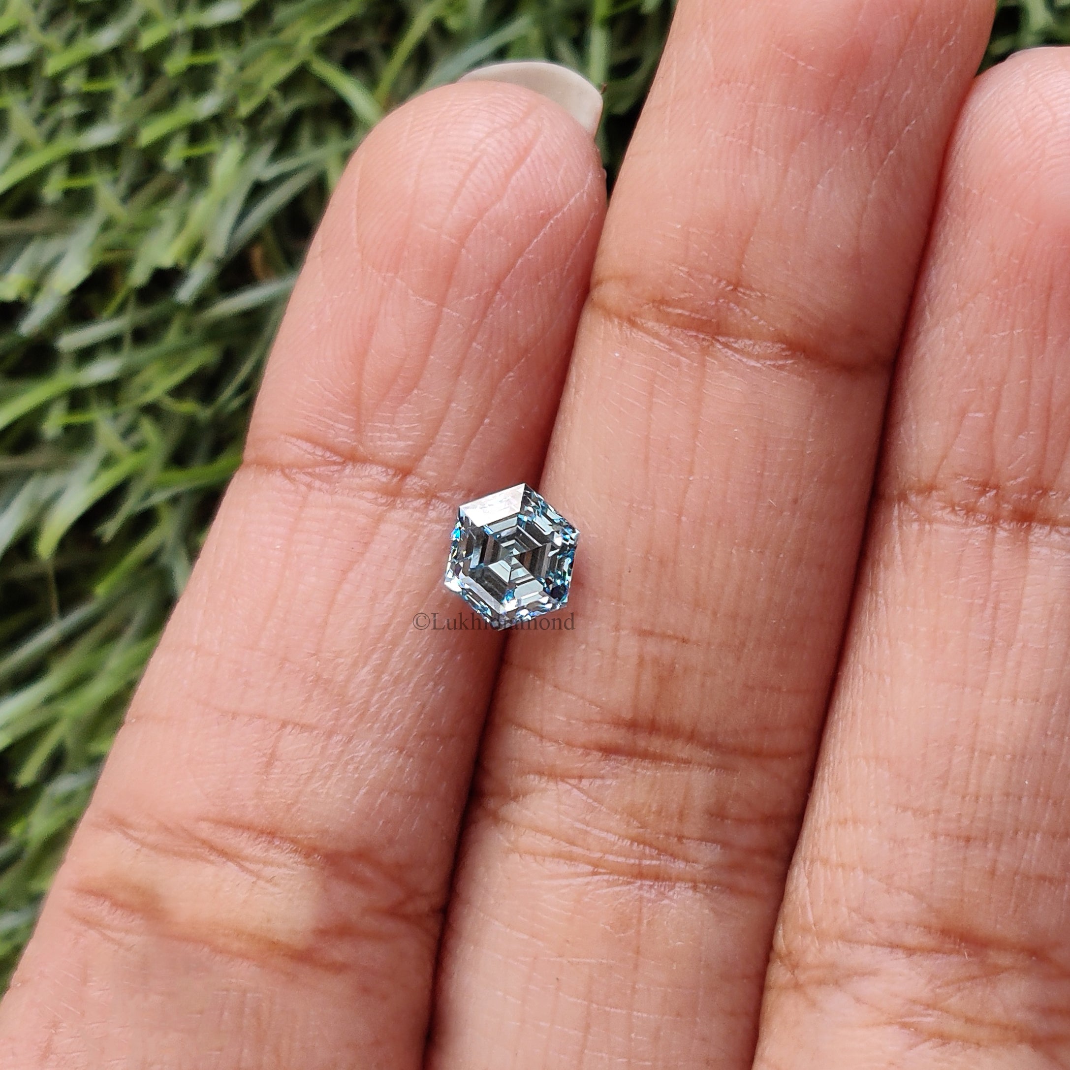 1.07 CT IGI Certified Hexagonal Step Cut Diamond Fancy Vivid Blue Color VVS2 Clarity Lab Grown Diamond Lab Created Diamond CVD Diamond L3288