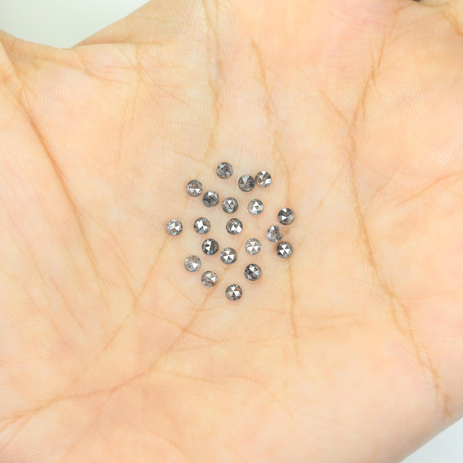 1.05 CT Natural Loose Round Shape Diamond Salt And Pepper Round Diamond 2.30 MM Natural Loose Black Grey Color Round Rose Cut Diamond NQ1840