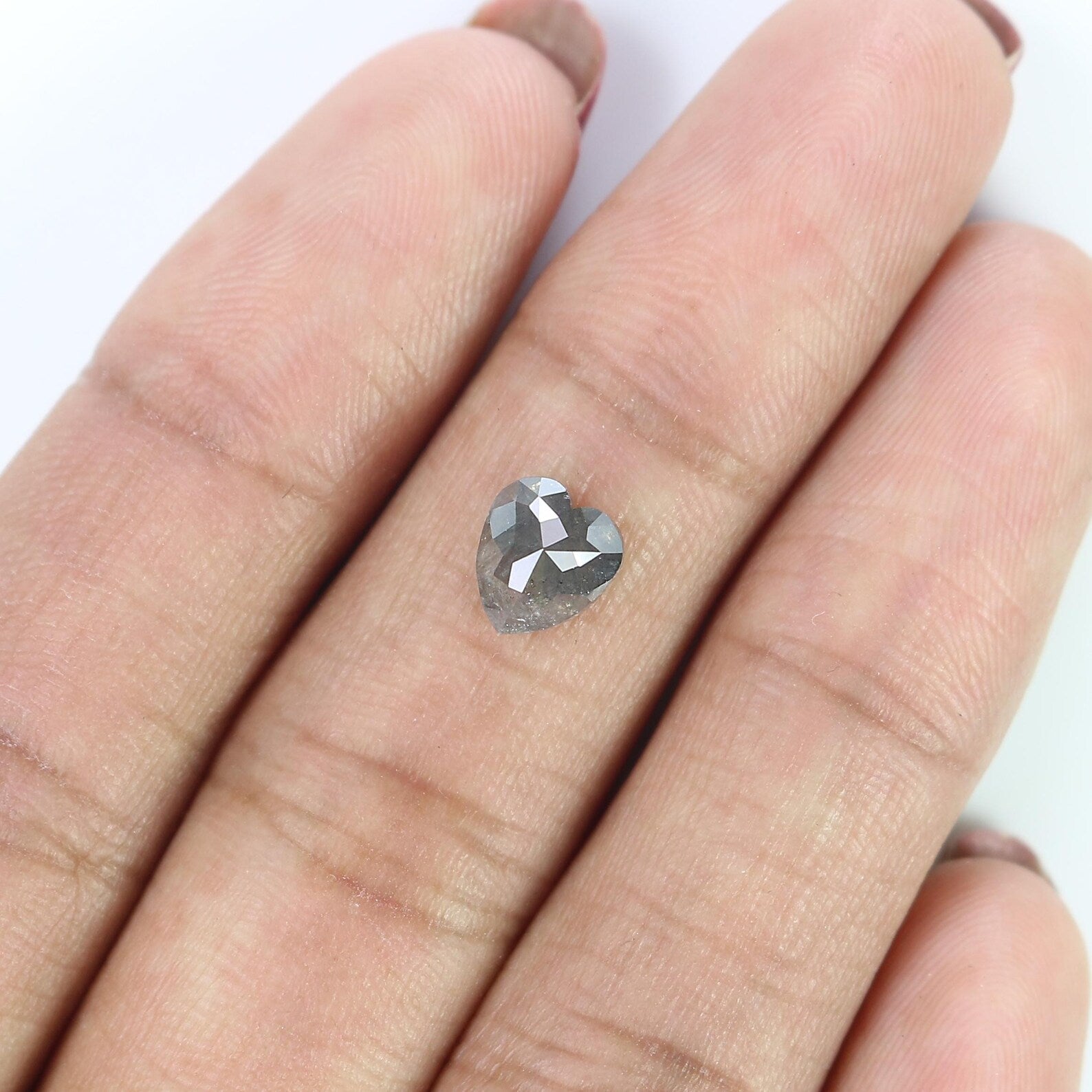 1.35 CT Natural Loose Heart Shape Diamond Grey Color Diamond Heart Cut Diamond 7.00 MM Natural Loose Diamond Heart Rose Cut Diamond QN9129