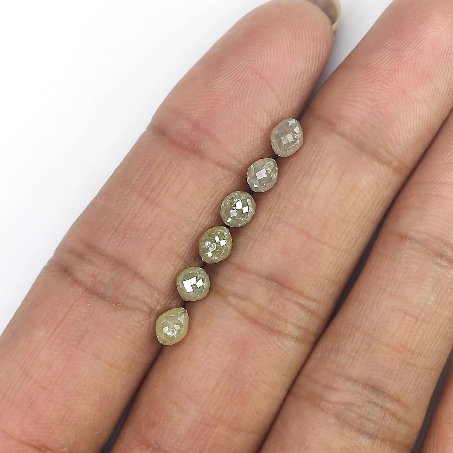 3.44 CT Natural Loose Egg Bead Shape Diamond Grey Color Egg Bead Cut Diamond 4.15 MM Natural Loose Grey Color Bead Rose Cut Diamond NQ1787