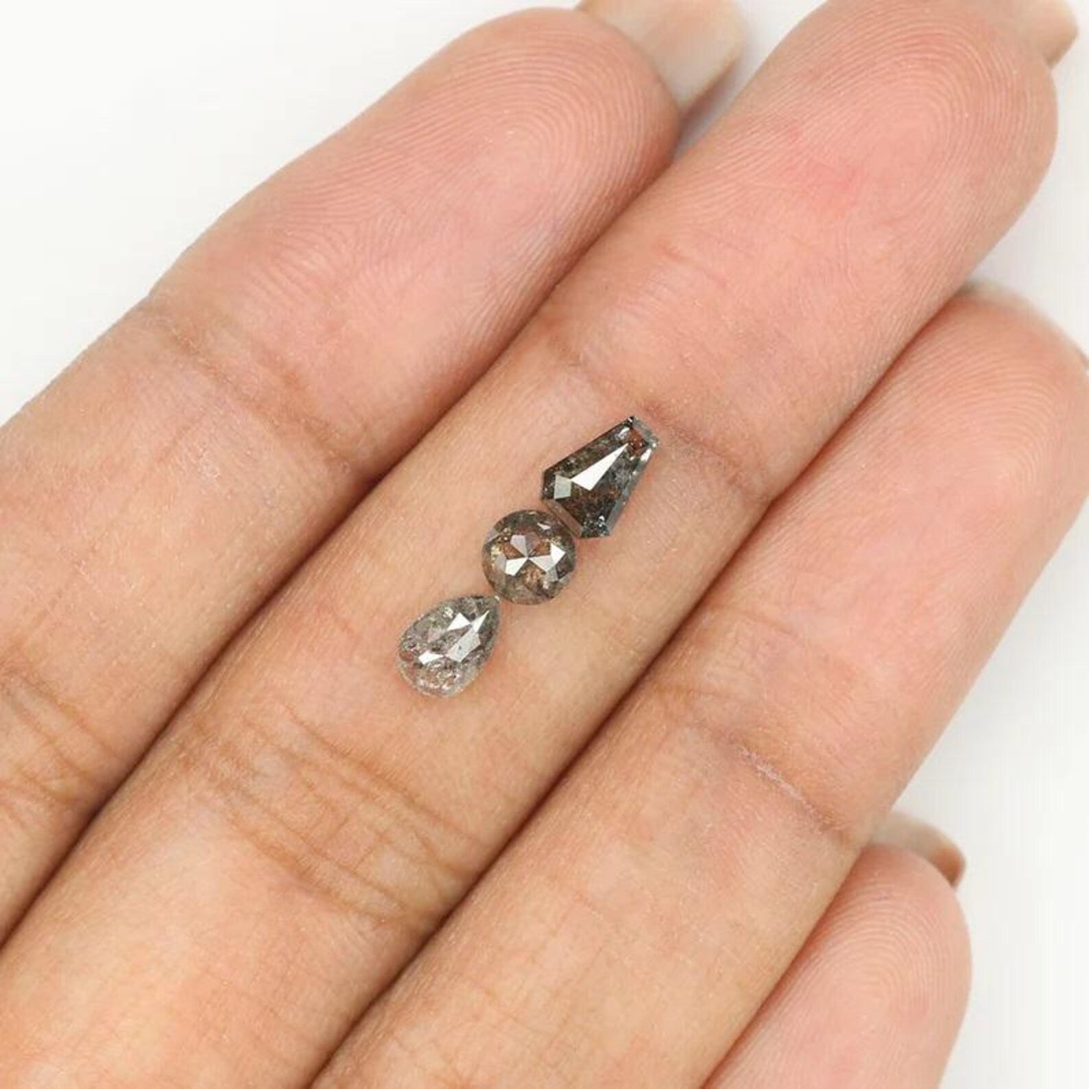 1.13 Ct Natural Loose Mix Shape Diamond Salt And Pepper Mix Shape Diamond 4.25 MM Natural Black Grey Color Mix Shape Rose Cut Diamond QN1250