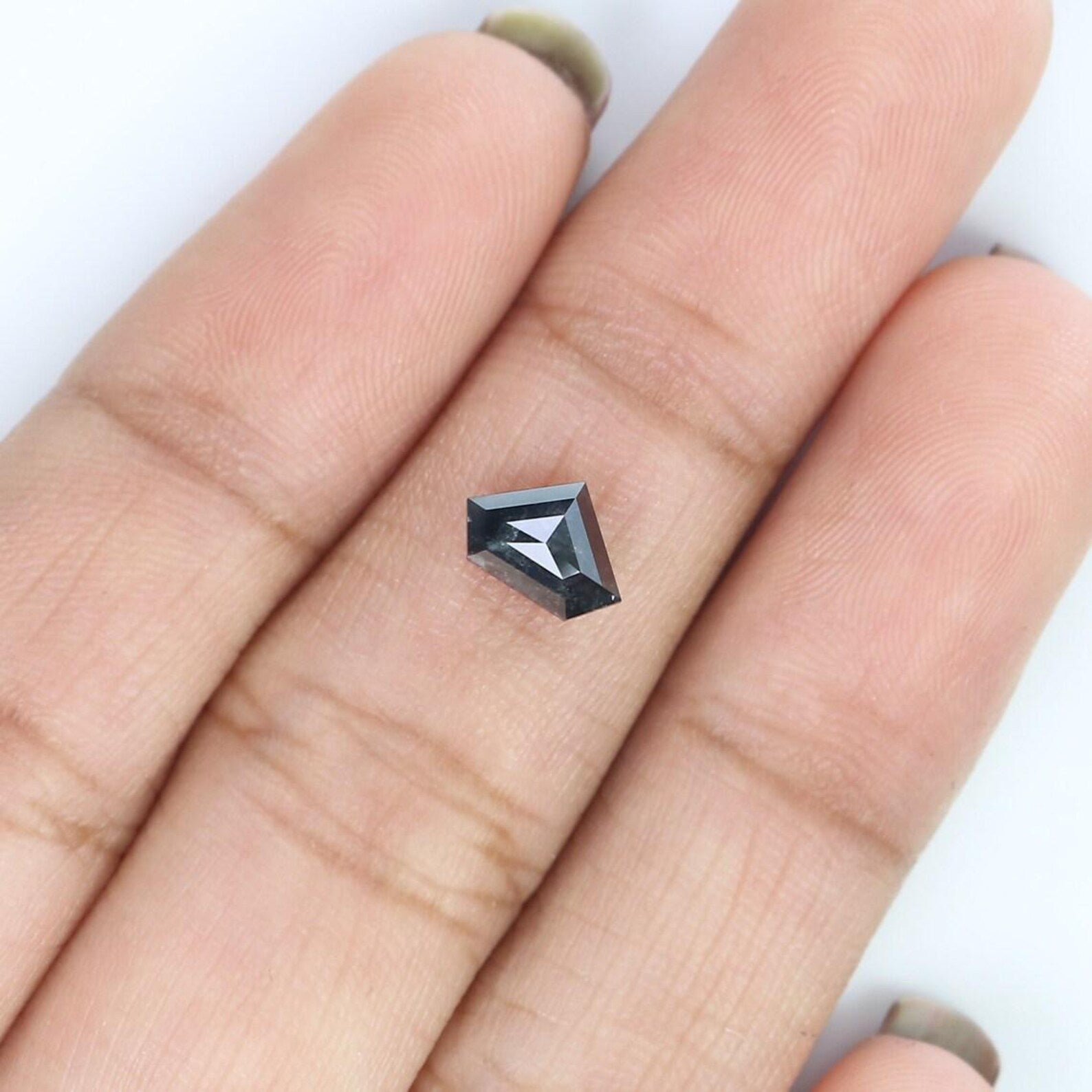 0.72 CT Natural Loose Shield Shape Diamond Salt And Pepper Shield Cut Diamond 5.20 MM Natural Loose Black Grey Shield Rose Cut Diamond NQ443