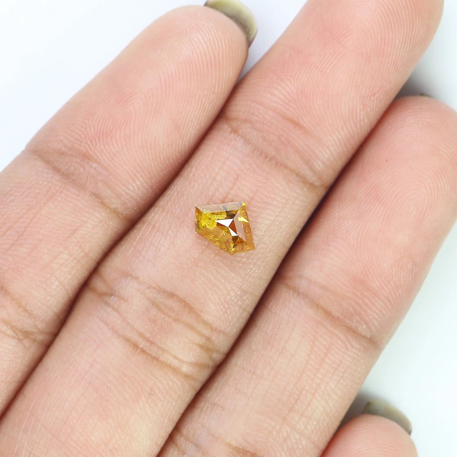 Natural Loose Shield Diamond, Yellow Color Shield Diamond, Natural Loose Diamond Shield Rose Cut Diamond 0.70 CT Shield Shape Diamond KDN549