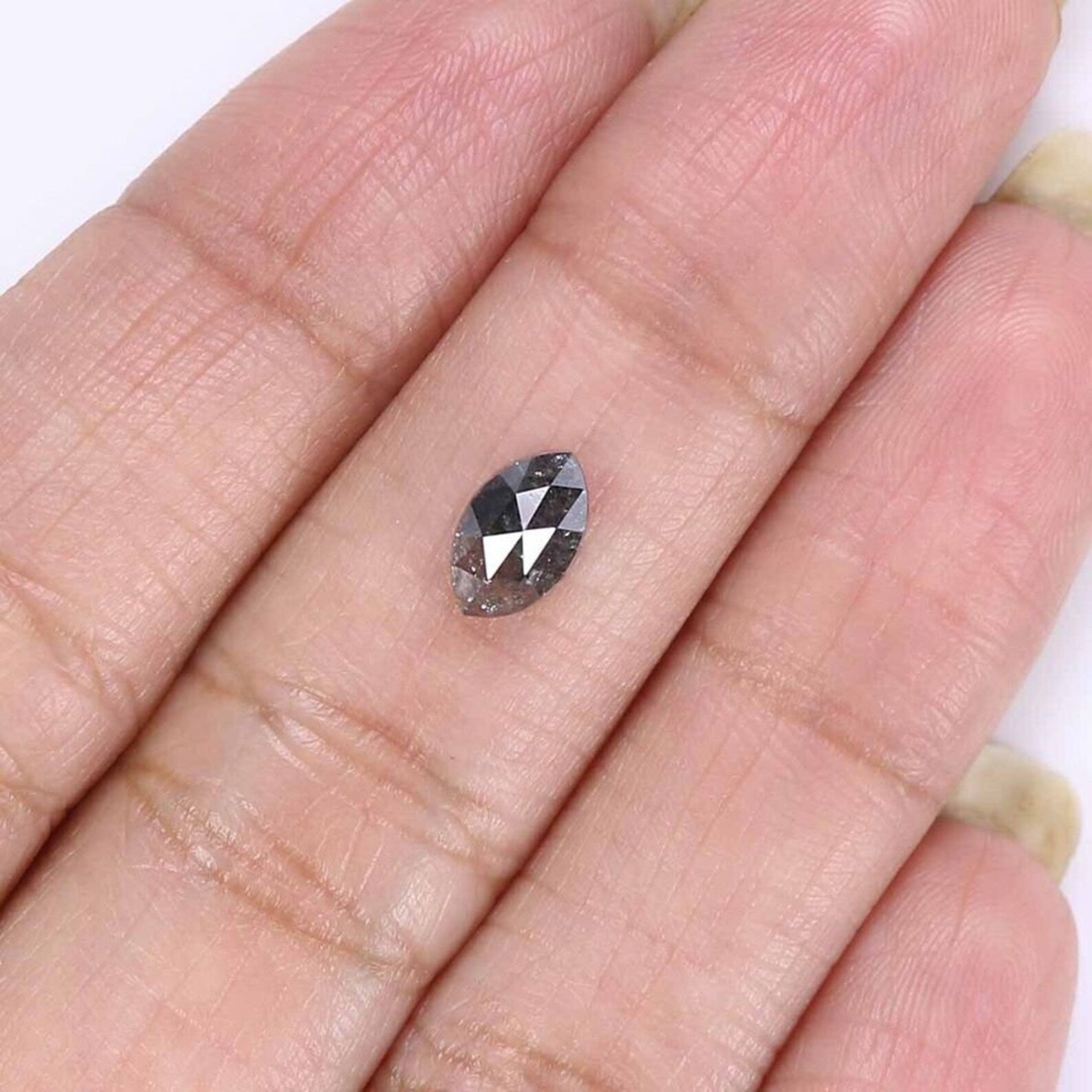 0.76 CT Natural Loose Marquise Diamond Salt And Pepper Diamond 7.40 MM Natural Loose Black Grey Diamond Marquise Rose Cut Diamond NQ9255