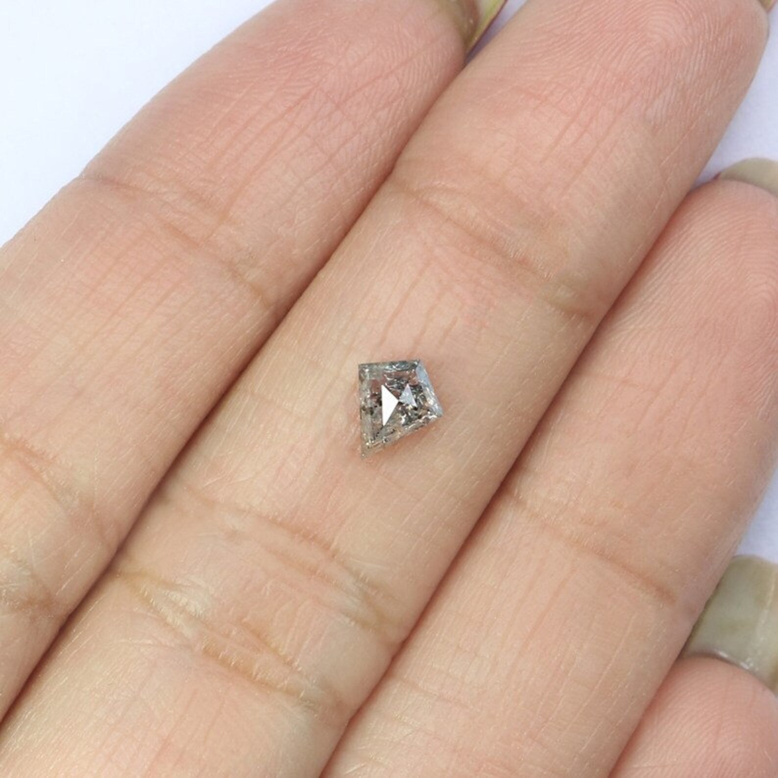 0.44 Ct Natural Loose Kite Shape Diamond Salt And Pepper Kite Diamond 6.15 MM Natural Loose Black Grey Color Kite Rose Cut Diamond NQ2173