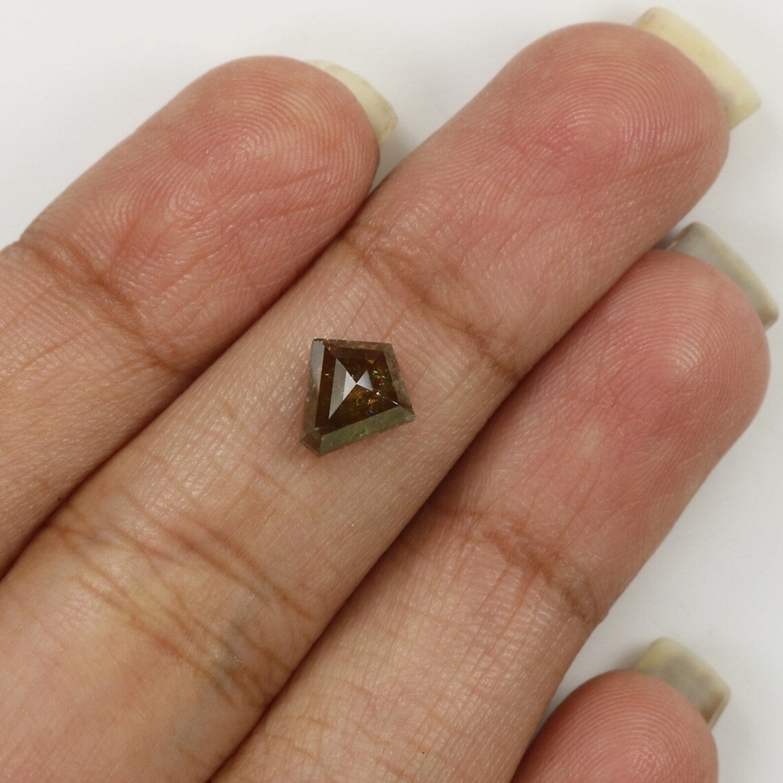 1.30 CT Natural Loose Shield Shape Diamond Black Yellow Color Diamond 7.80 MM Natural Loose Diamond Shield Shape Rose Cut Diamond NQ8279