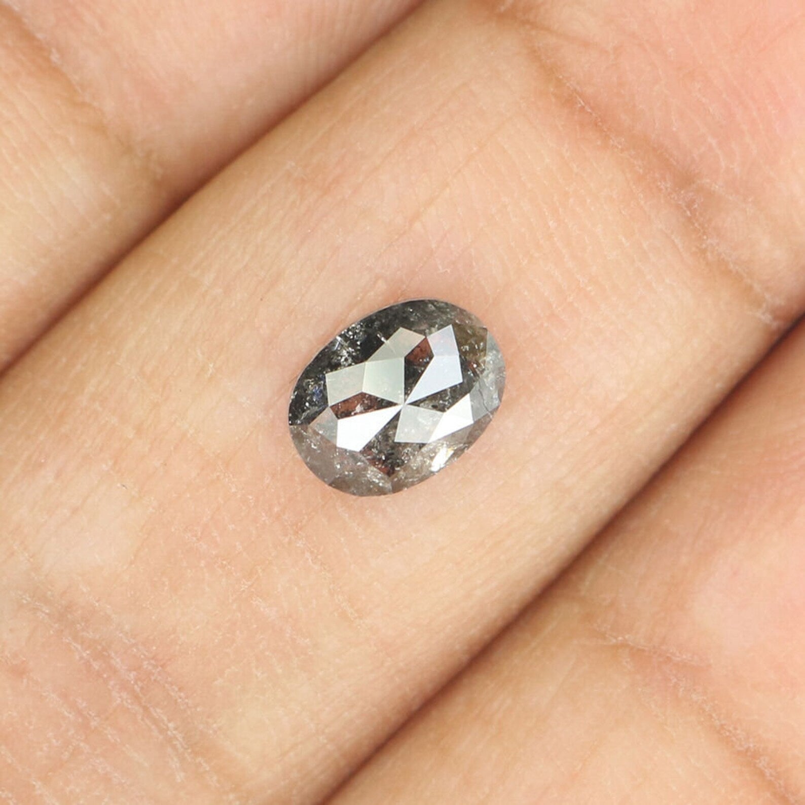 0.88 CT Natural Loose Oval Shape Diamond Salt And Pepper Oval Cut Diamond 6.60 MM Natural Loose Diamond Oval Shape Rose Cut Diamond QN941