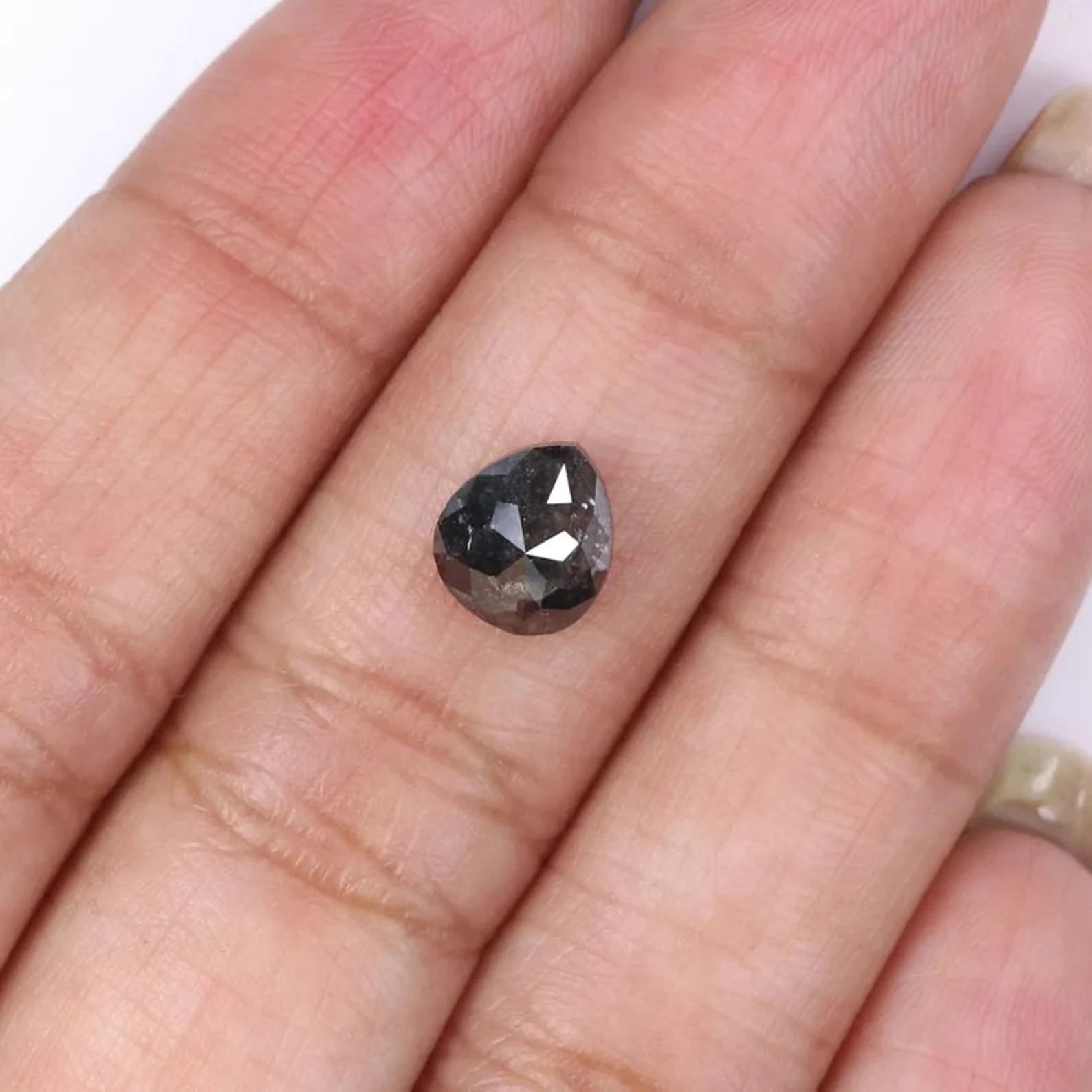 1.77 Ct Natural Loose Pear Shape Diamond Salt And Pepper Pear Diamond 7.60 MM Natural Diamond Black Grey Color Pear Rose Cut Diamond NQ8984