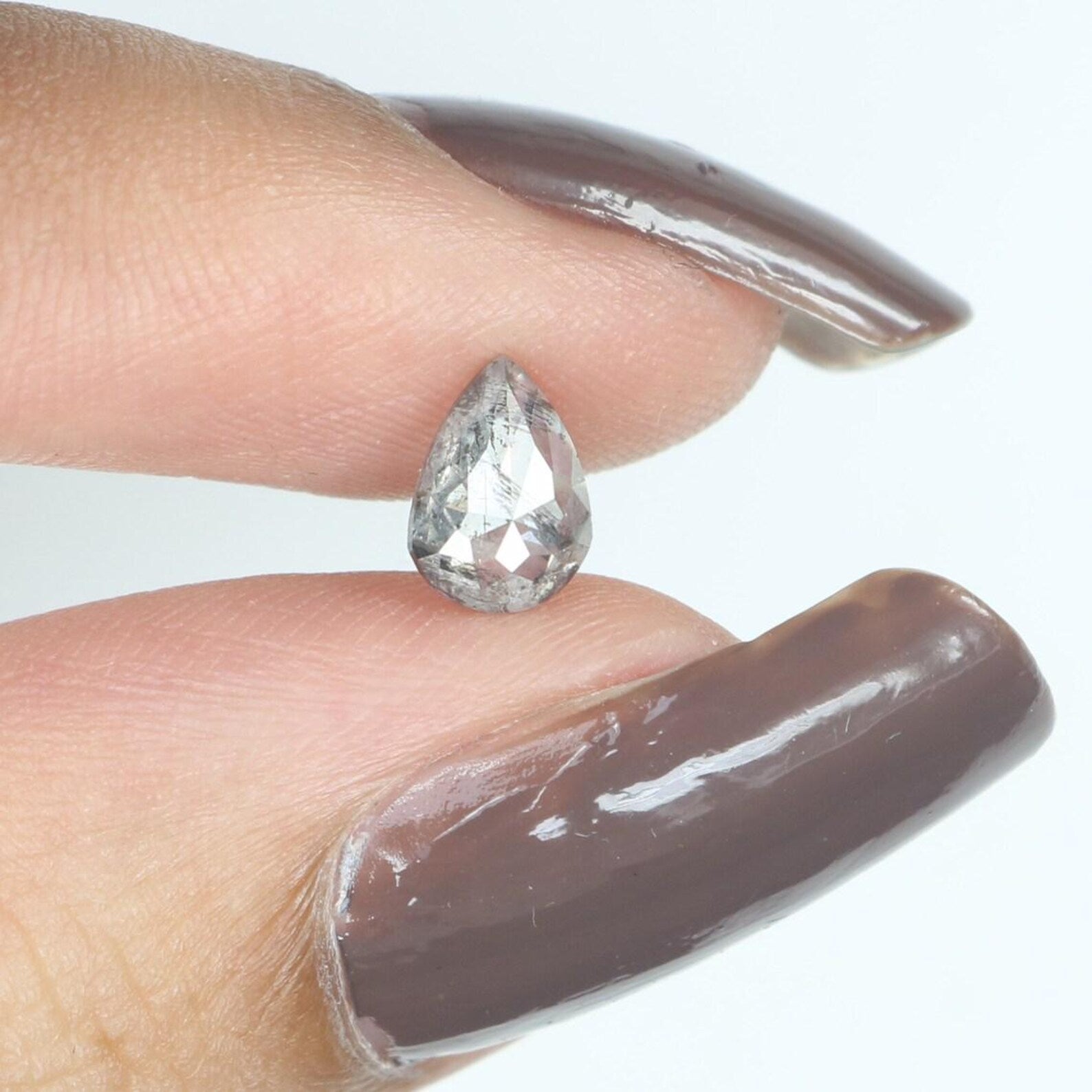 0.49 Ct Natural Loose Pear Shape Diamond Salt And Pepper Pear Cut Diamond 6.50 MM Natural Loose Black Grey Color Pear Rose Cut Diamond NQ365