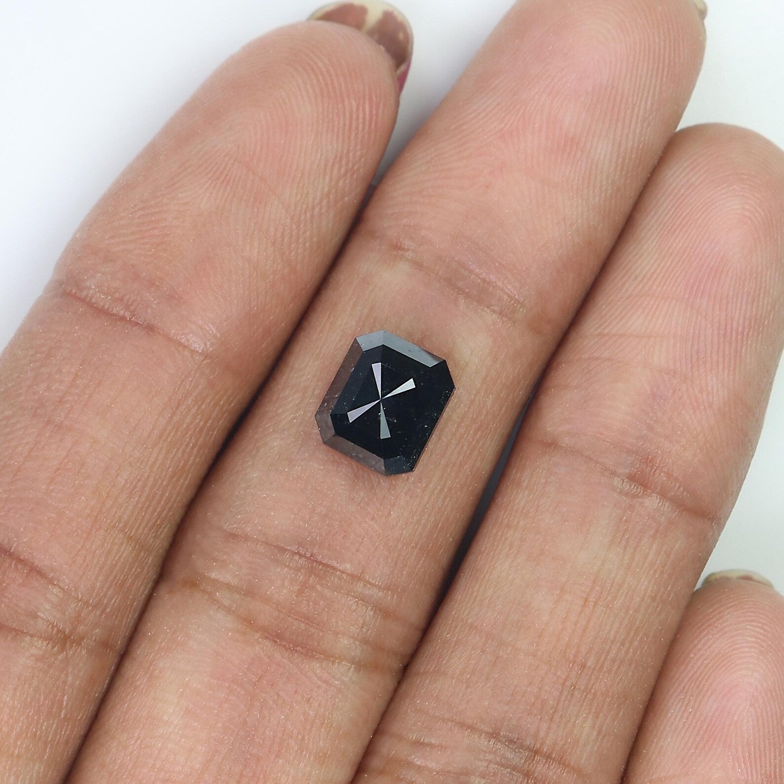 2.12 CT Natural Loose Emerald Shape Diamond Black Color Emerald Cut Diamond 7.95 MM Natural Diamond Black Emerald Rose Cut Diamond QN628