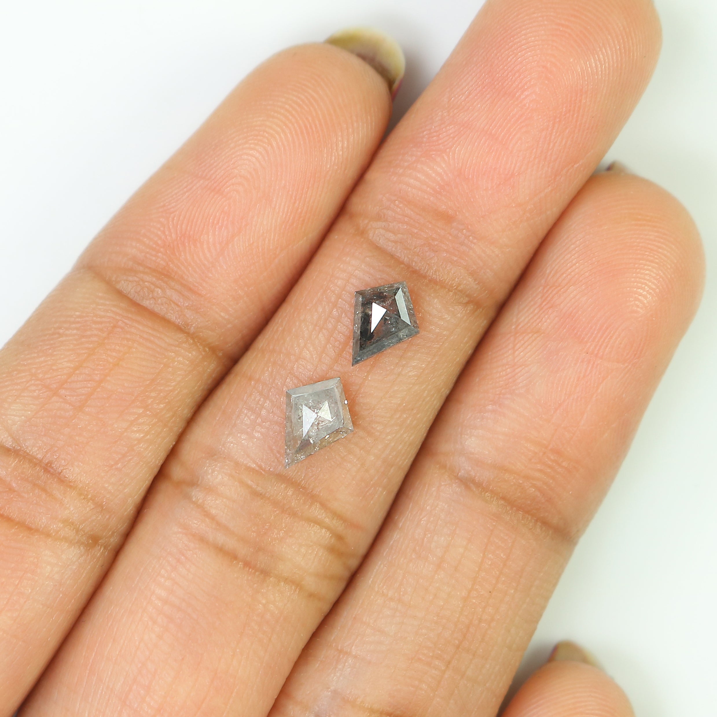 0.89 CT Natural Loose Kite Cut Pair Diamond Salt And Pepper Kite Shape Diamond 7.05 MM Natural Black Grey Color Kite Rose Cut Diamond LQ2742