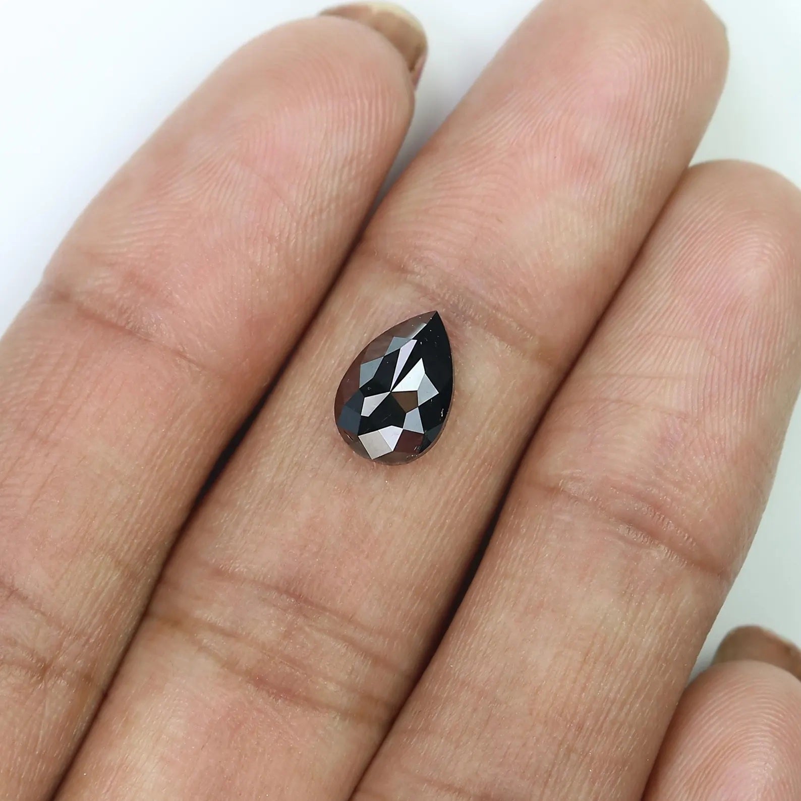 Natural Loose Pear Black Color Diamond 1.42 CT 9.35 MM Pear Shape Rose Cut Diamond KDN523
