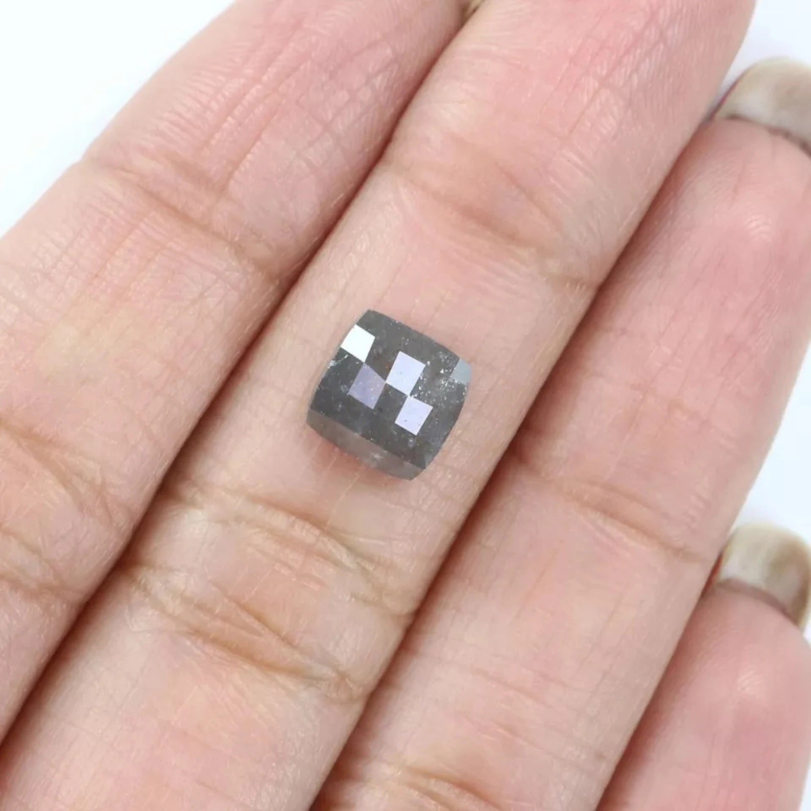 1.84 CT Natural Loose Cushion Shape Diamond Grey Color Cushion Diamond 7.35 MM Natural Diamond Grey Color Cushion Rose Cut Diamond NQ6507