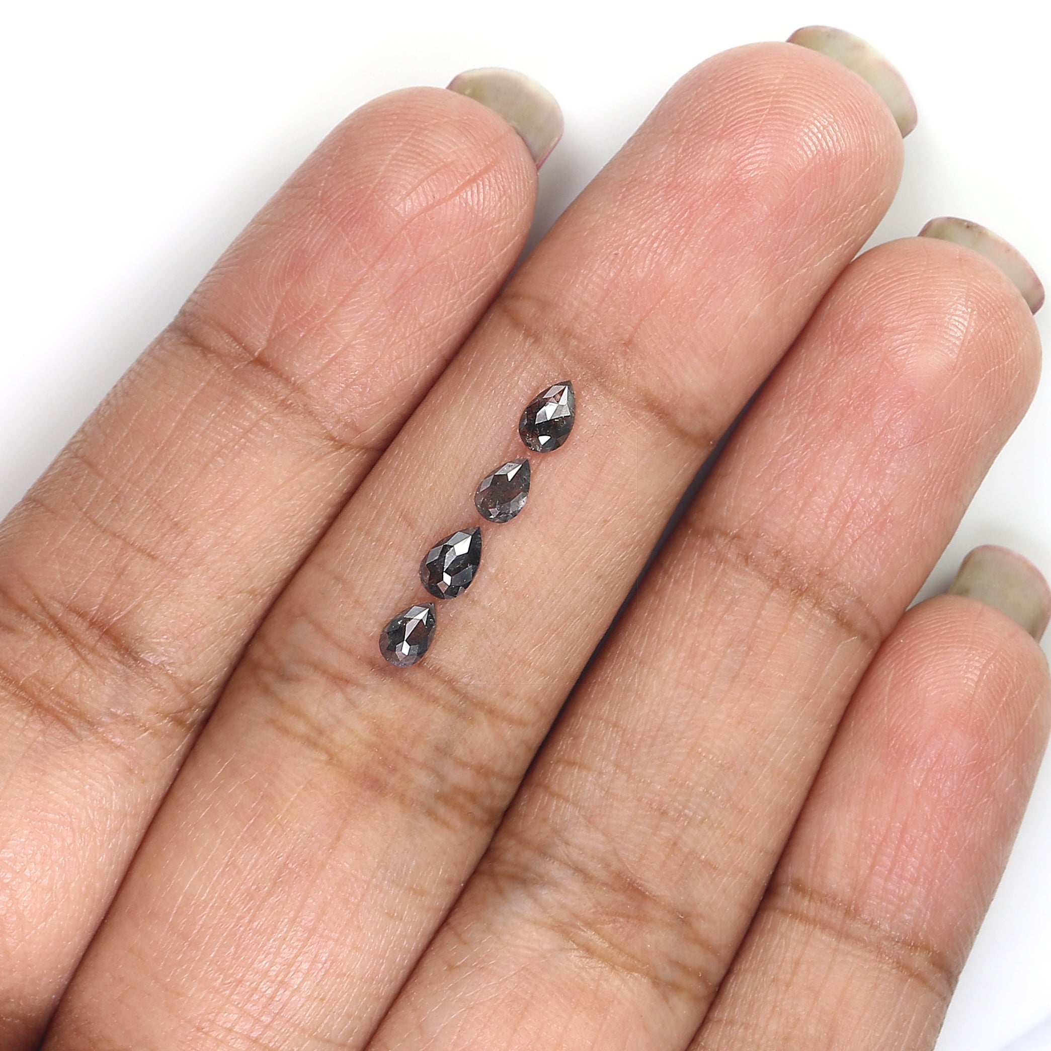 0.56 CT Natural Loose Pear Shape Diamond Salt And Pepper Pear Diamond 4.05 MM Natural Loose Black Grey Color Pear Rose Cut Diamond LQ2897