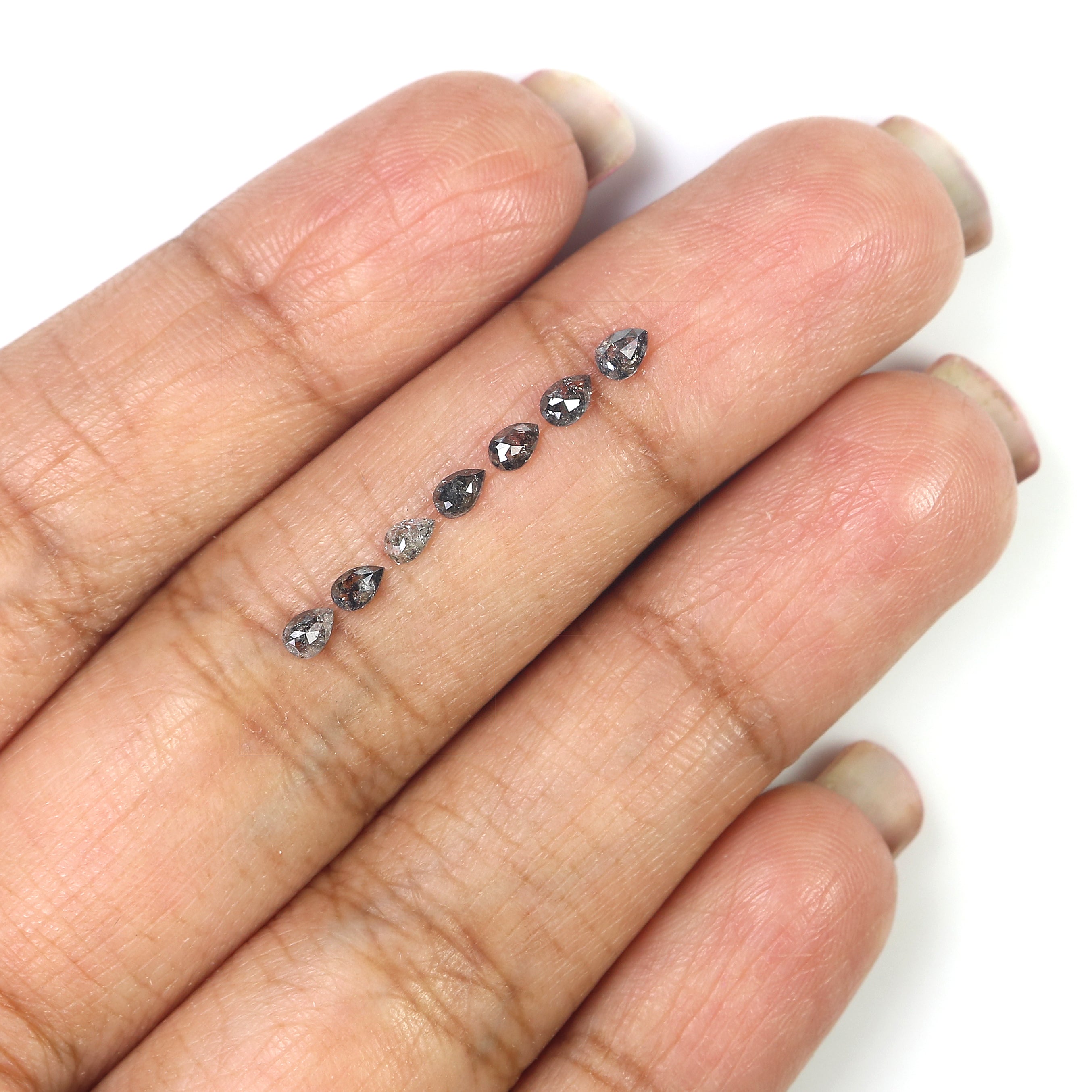 0.54 CT Natural Loose Pear Shape Diamond Salt And Pepper Pear Diamond 3.30 MM Natural Loose Black Grey Color Pear Rose Cut Diamond LQ2799