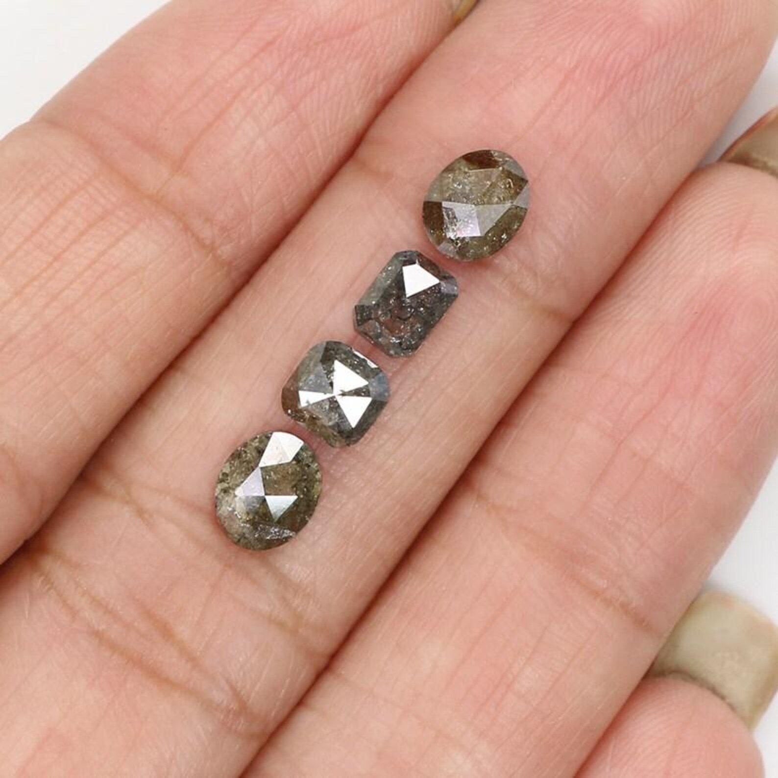 1.98 Ct Natural Loose Mix Shape Diamond Salt And Pepper Mix Shape Diamond 4.60 MM Natural Loose Gray Color Mix Shape Rose Cut Diamond NQ8428
