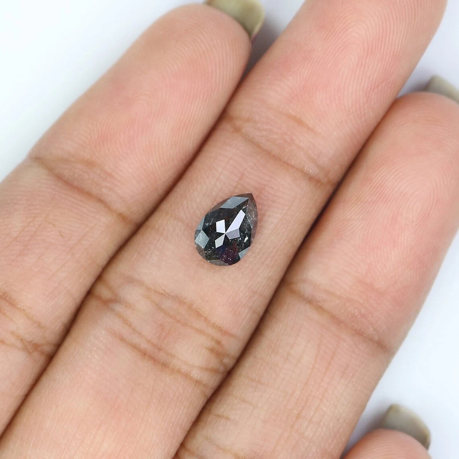 0.91 CT Natural Loose Pear Shape Diamond Salt And Pepper Pear Cut Diamond 7.60 MM Natural Loose Diamond Pear Shape Rose Cut Diamond NQ2463