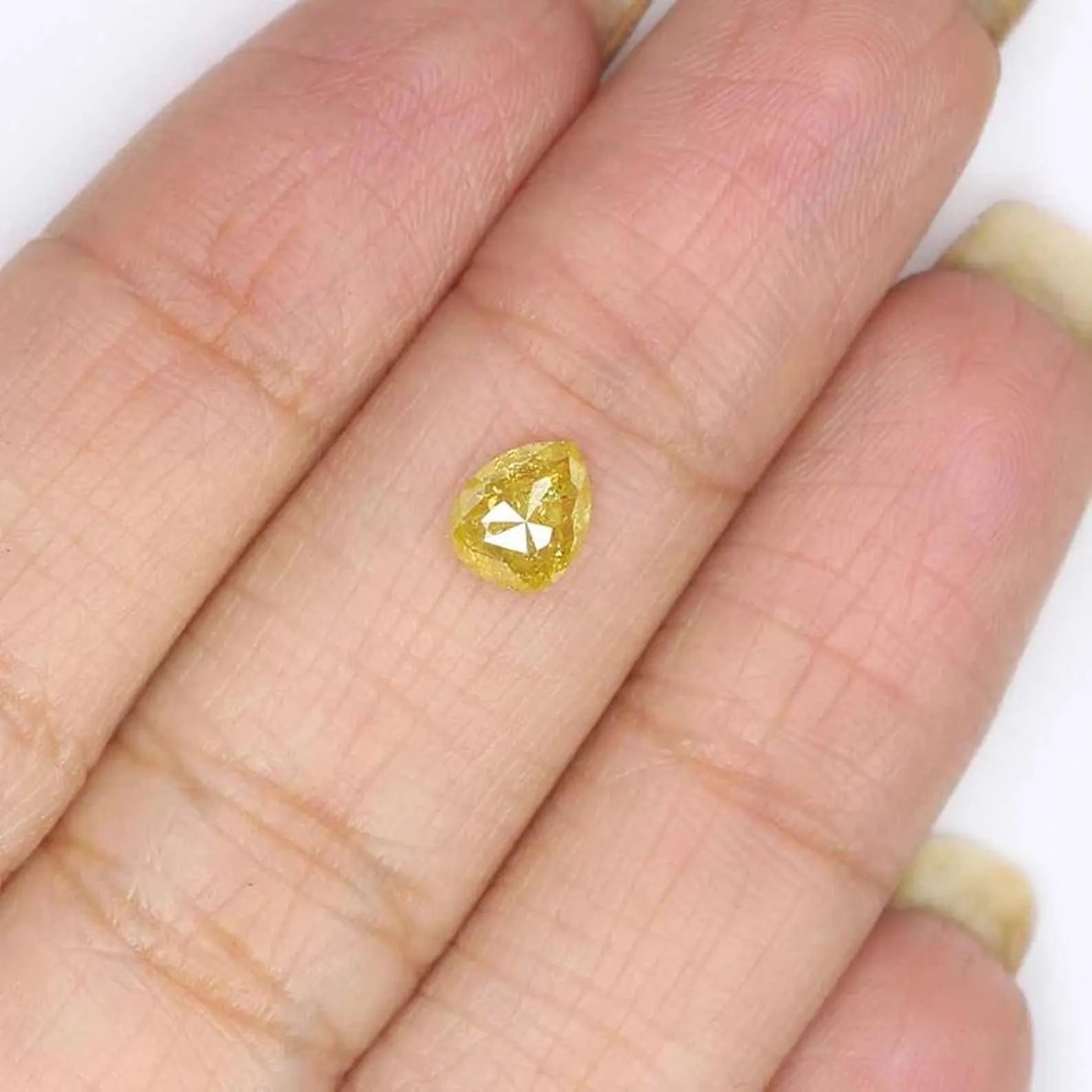 0.58 CT Natural Loose Pear Shape Diamond Yellow Color Pear Cut Diamond 6.10 MM Natural Loose Yellow Color Pear Rose Cut Diamond NQ1943