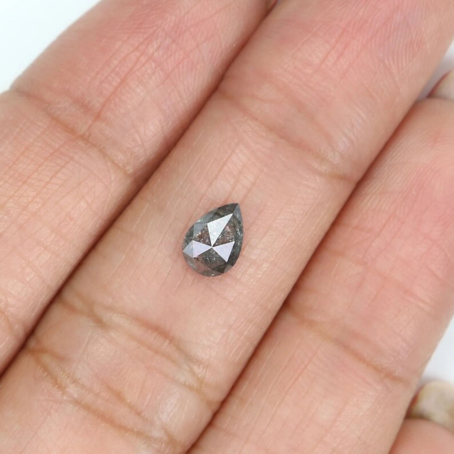 0.44 CT Natural Loose Pear Shape Diamond Salt And Pepper Pear Diamond 6.40 MM Natural Loose Grey Color Pear Shape Rose Cut Diamond NQ9467