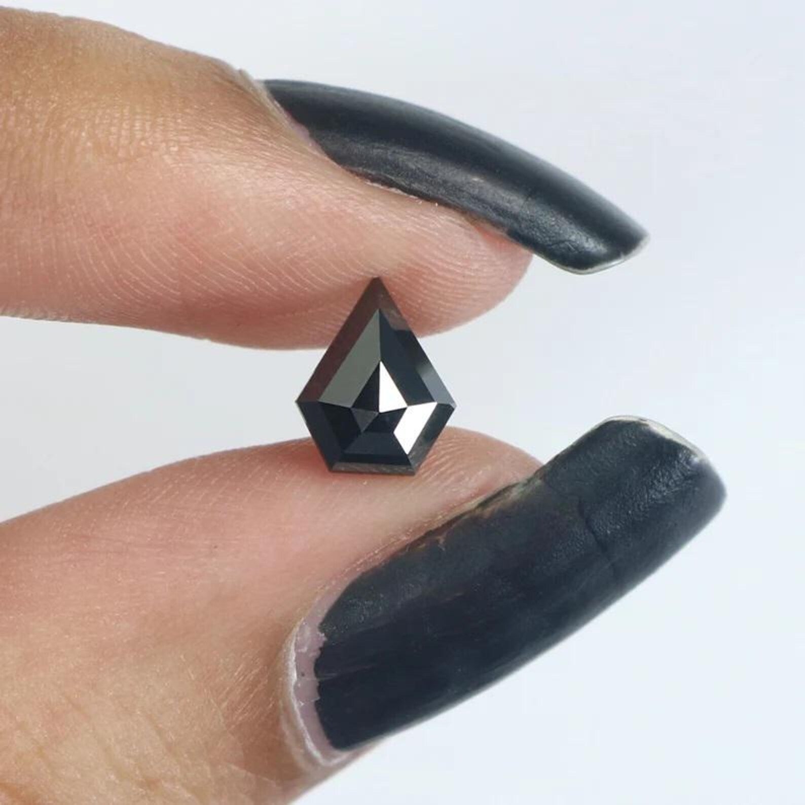 0.73 CT Natural Loose Shield Shape Diamond Black Color Shield Cut Diamond 7.60 MM Natural Loose Black Color Shield Rose Cut Diamond NQ306