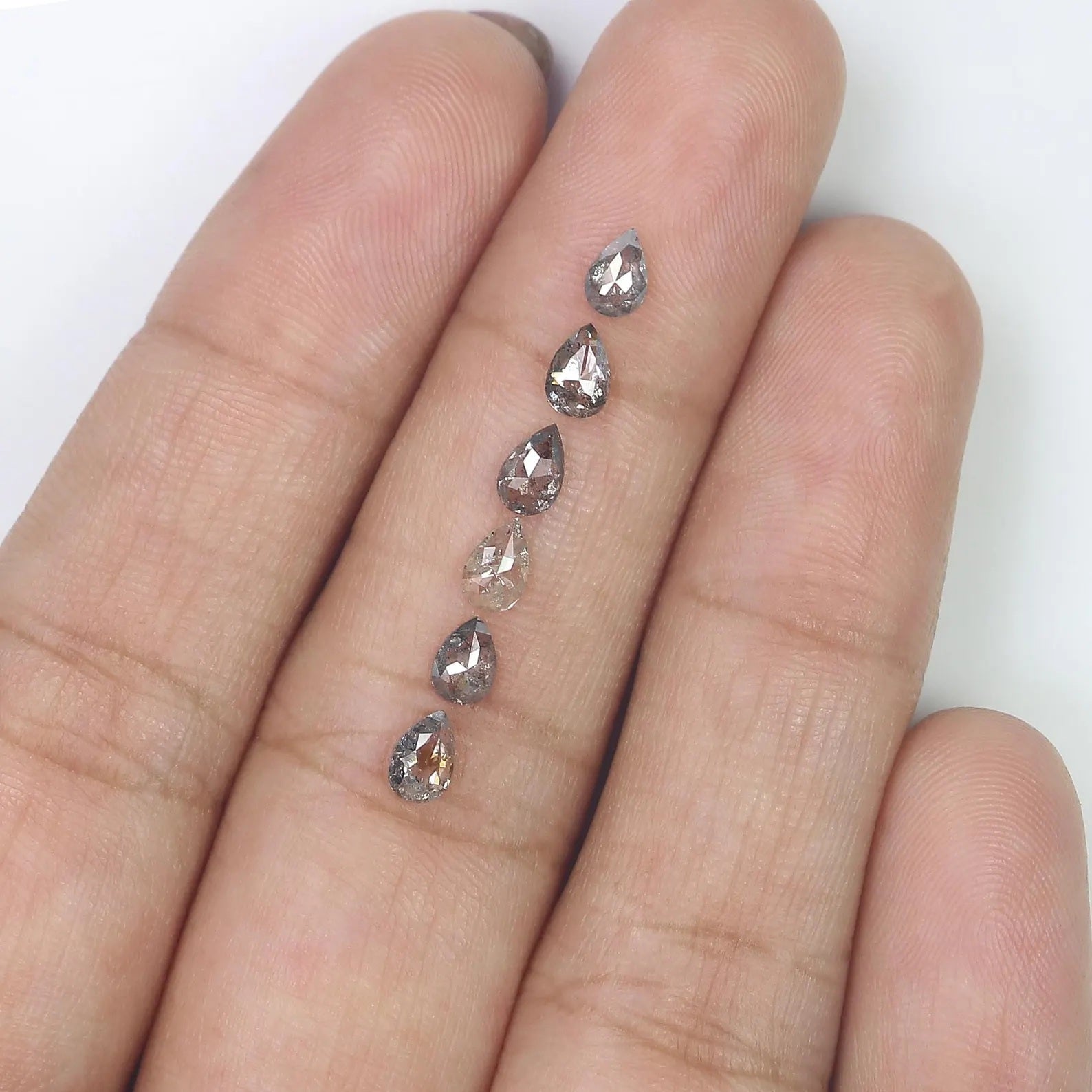 1.15 CT Natural Loose Pear Shape Diamond Salt And Pepper Pear Diamond 4.45 MM Natural Diamond Black Grey Color Pear Rose Cut Diamond NQ1326